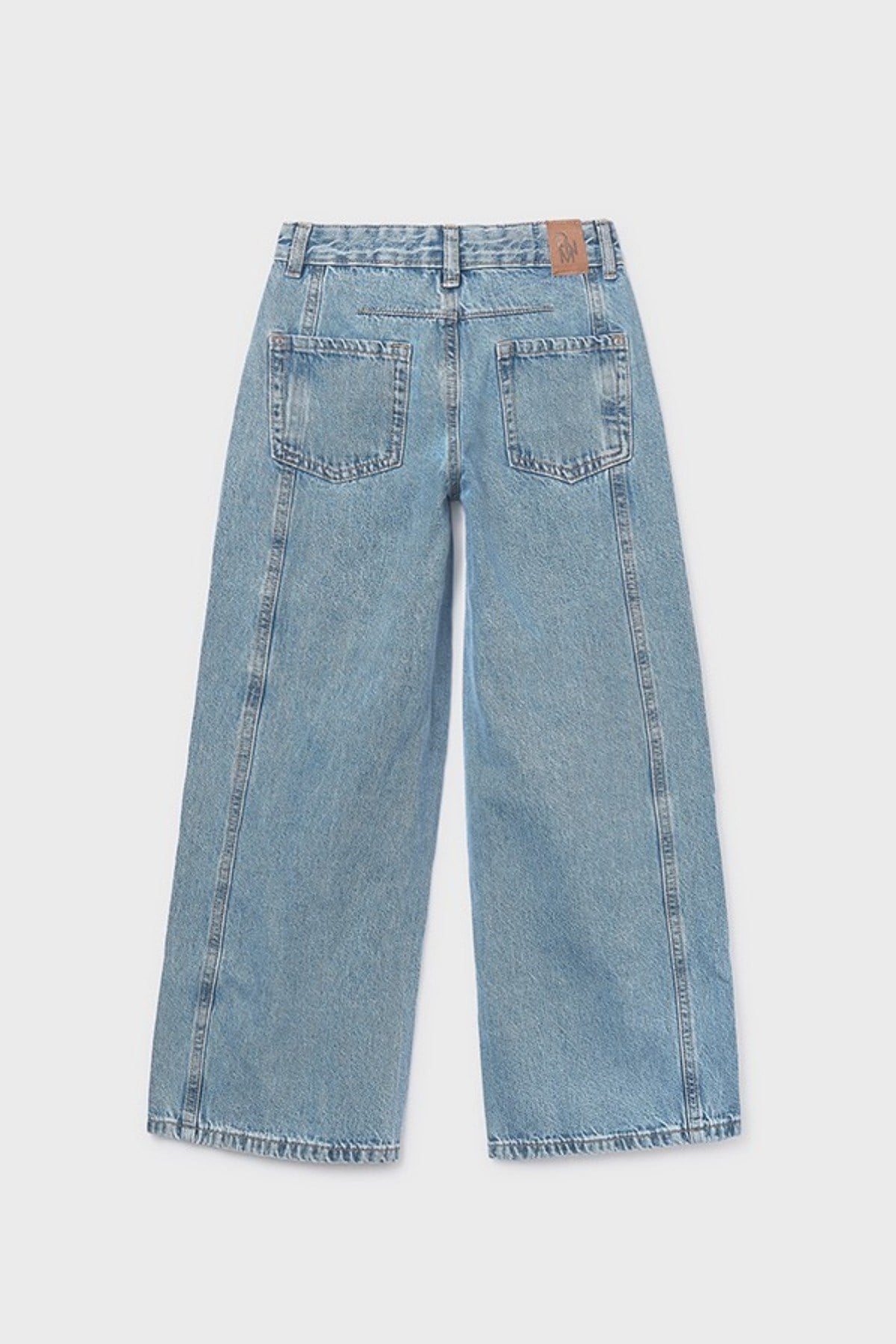 Mayoral Kız Çocuk 8-18 Yaş Yan Dikişli Bol Paça Denim Pantolon Kot Mavi