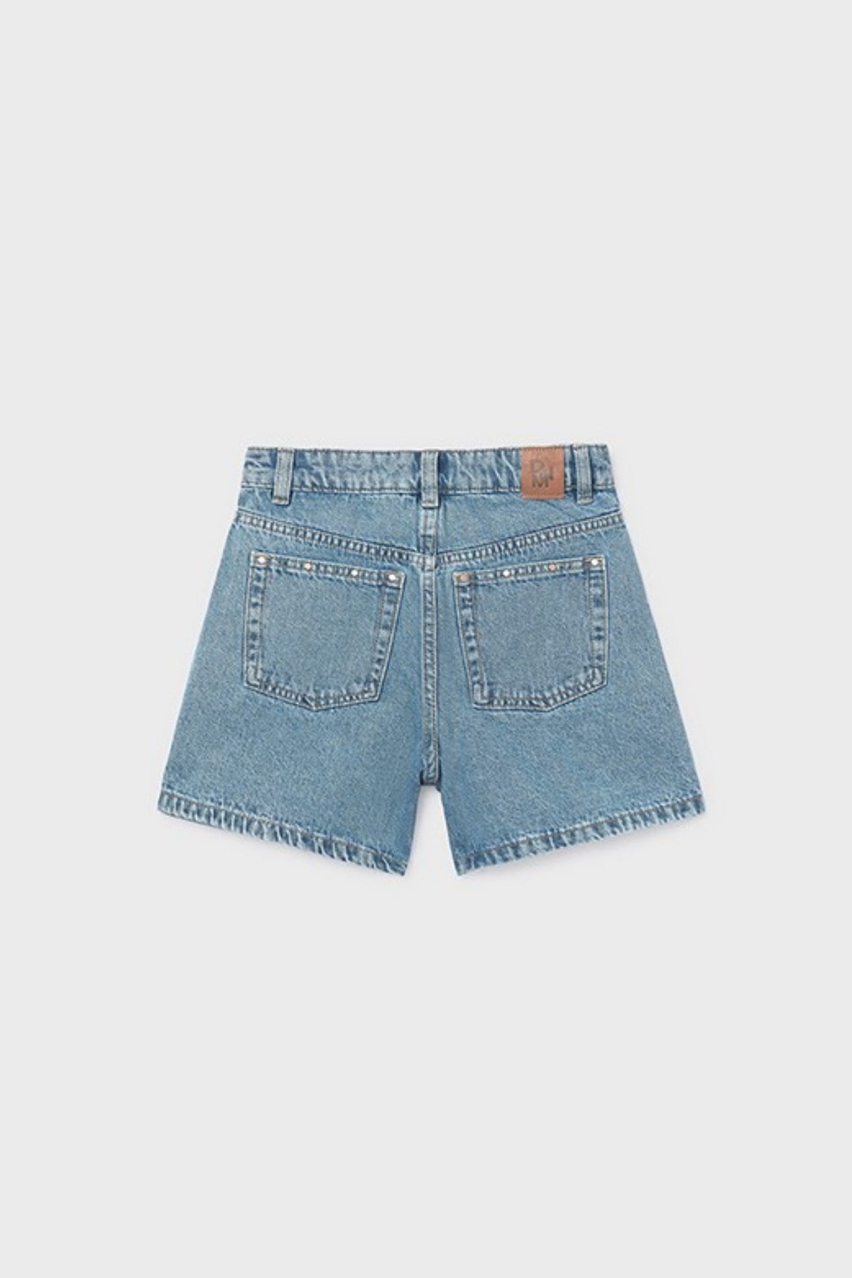 Mayoral Kız Çocuk 8-18 Yaş Zımba Cep Detaylı Denim Şort Kot Mavi