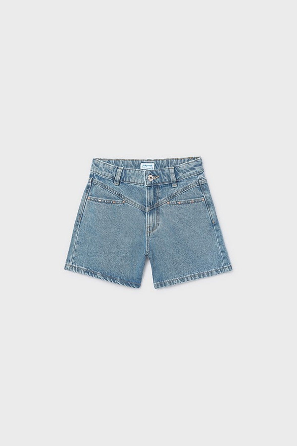 Mayoral Kız Çocuk 8-18 Yaş Zımba Cep Detaylı Denim Şort Kot Mavi