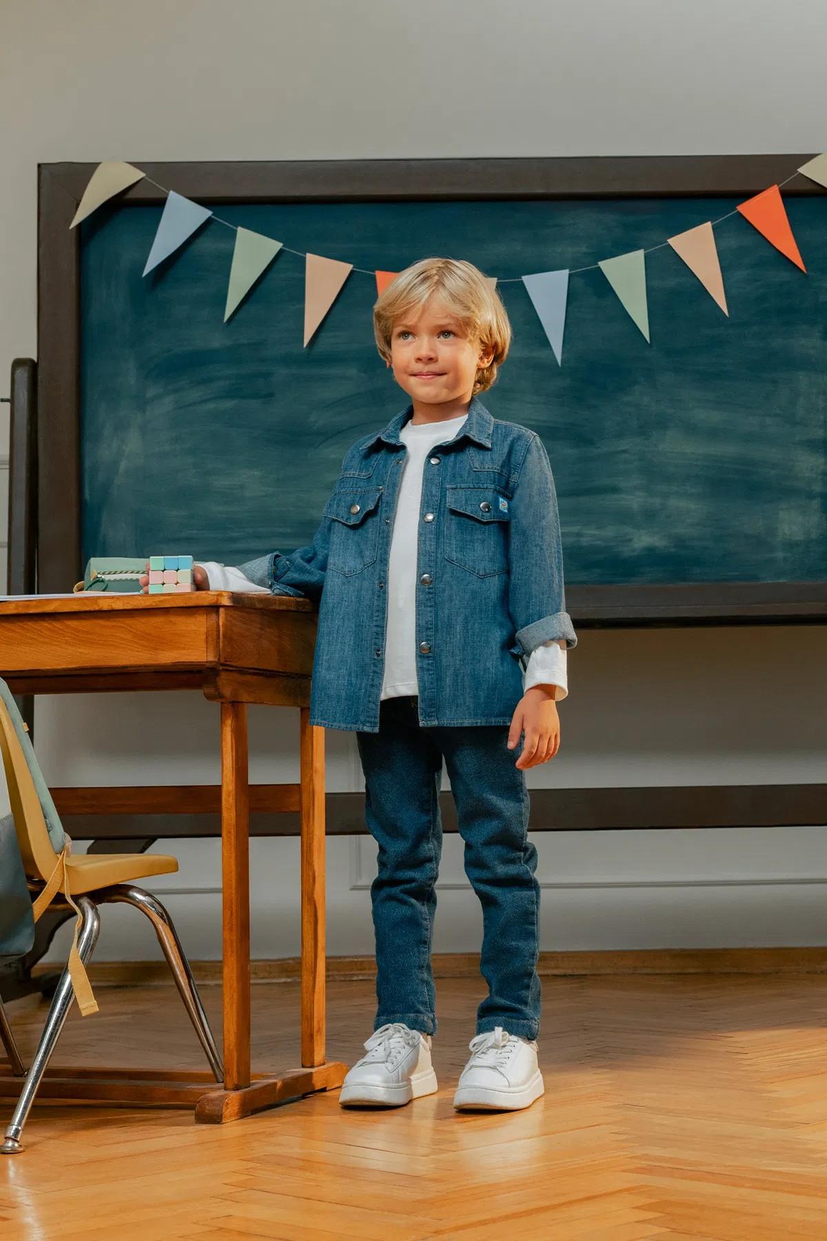 Mincenter Erkek Çocuk 2-6 Yaş Beş Cepli Denim Pantolon Mavi