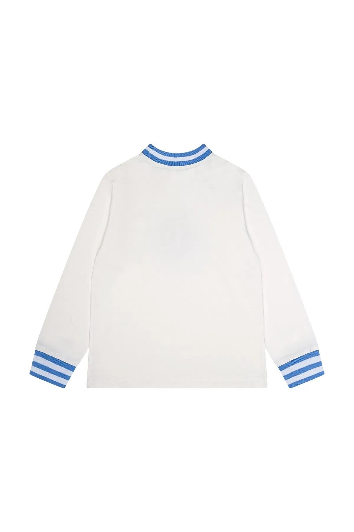 Minycenter Erkek Çocuk 2-6 Yaş Arma Nakışlı Uzun Kollu T-shirt Mavi