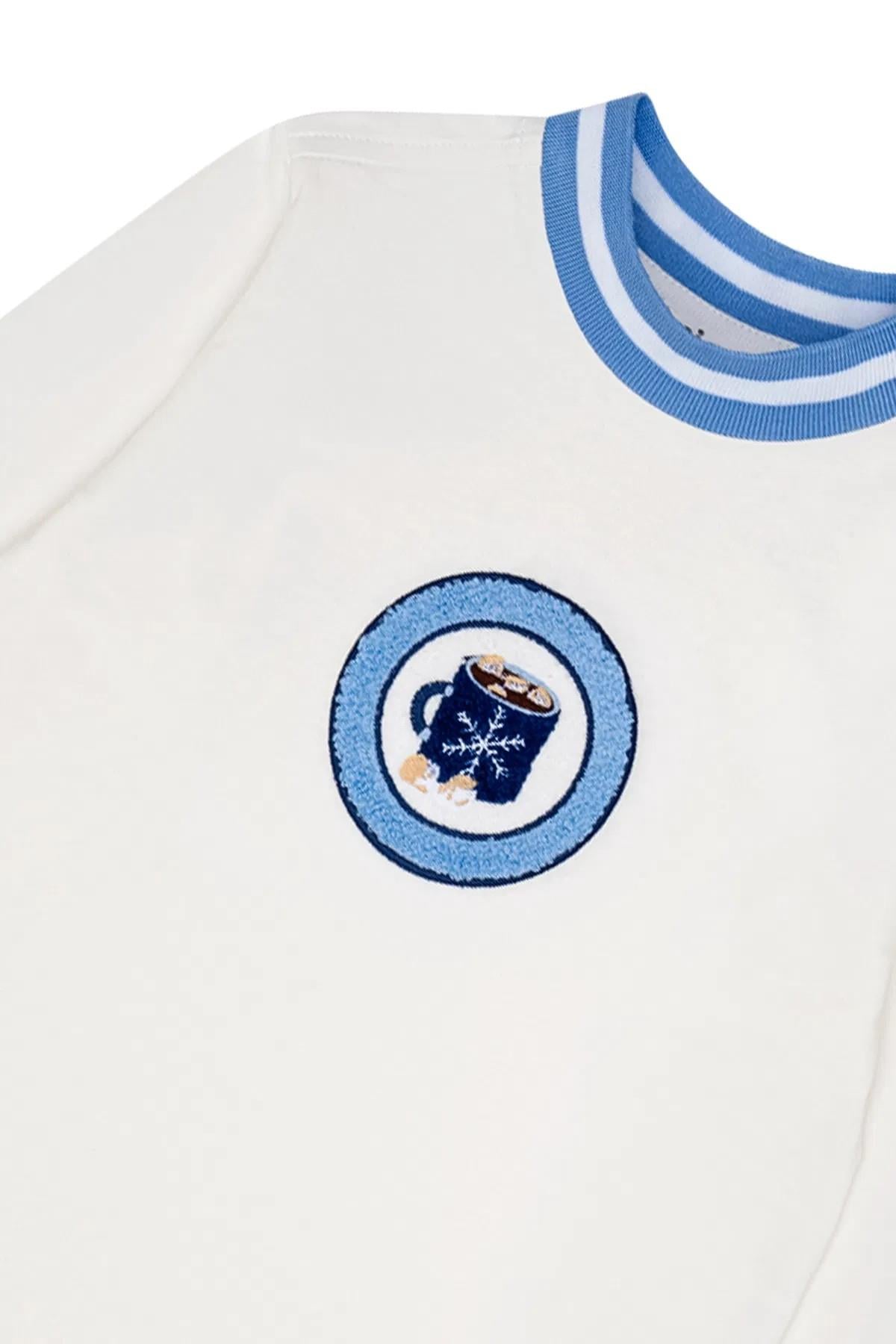 Minycenter Erkek Çocuk 2-6 Yaş Arma Nakışlı Uzun Kollu T-shirt Mavi