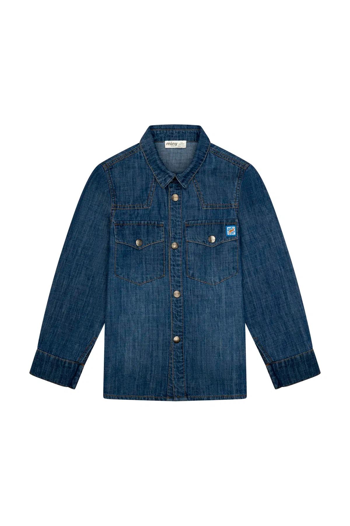 Minycenter Erkek Çocuk 2-6 Yaş Cepli Denim Gömlek Mavi