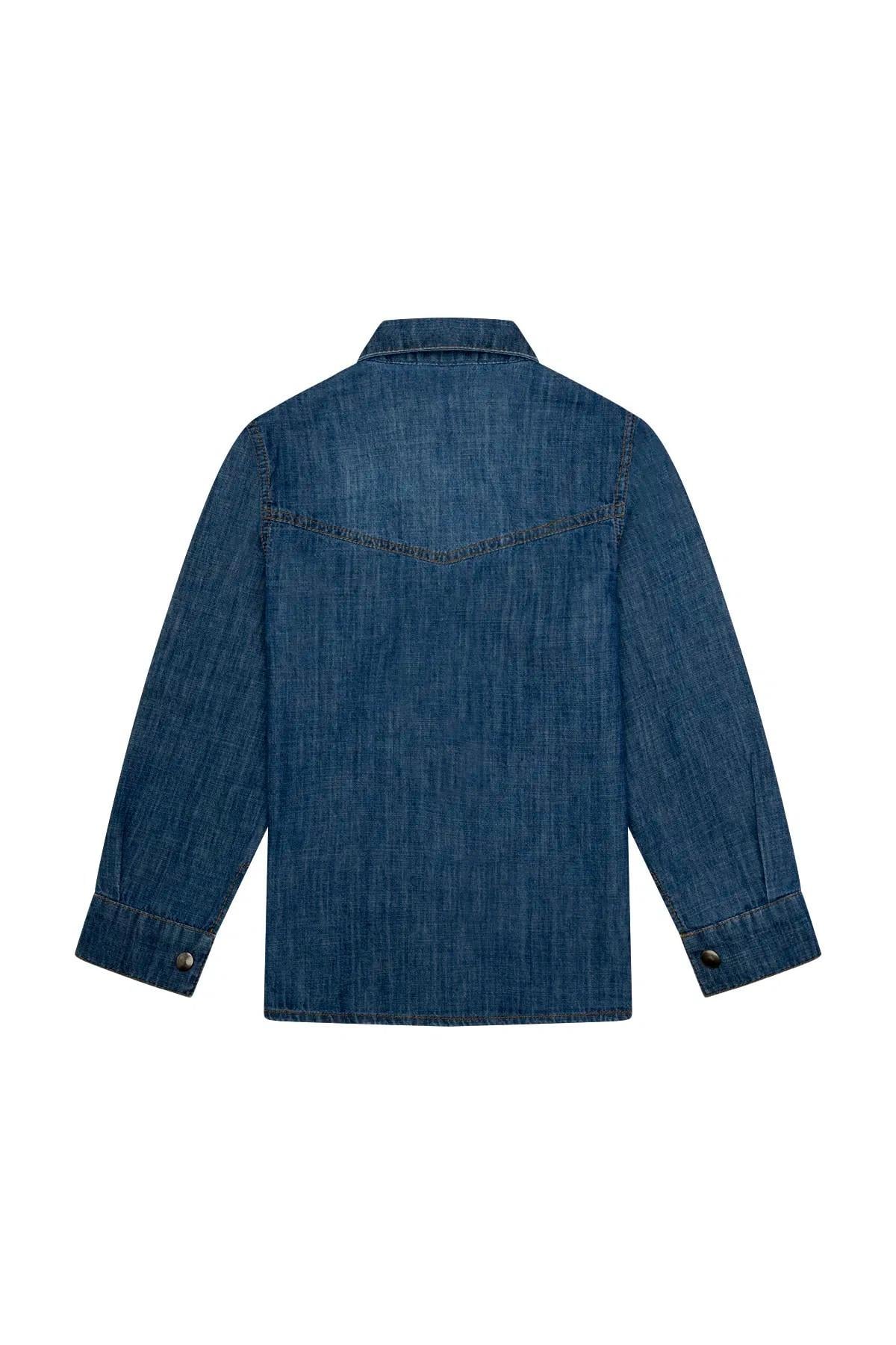 Minycenter Erkek Çocuk 2-6 Yaş Cepli Denim Gömlek Mavi