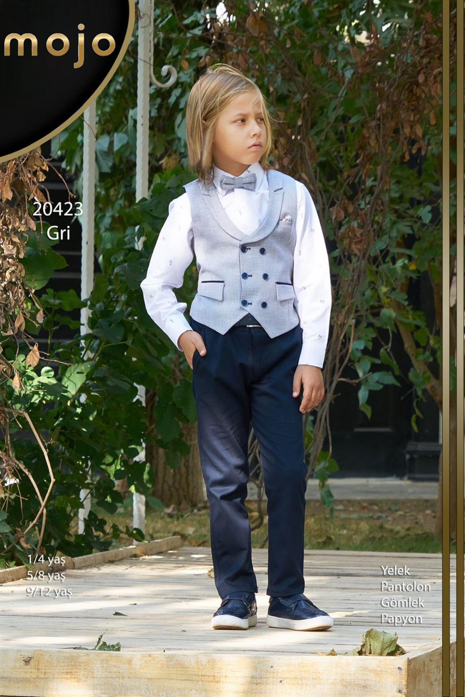 Mogi Erkek Çocuk Desenli Spor Yelekli Takım 20423 Gri