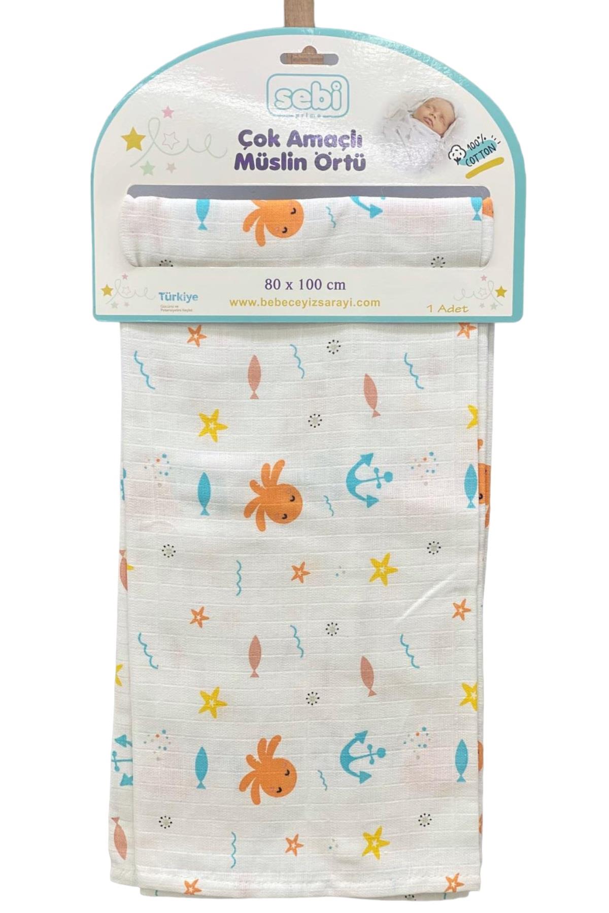 Mojo Bebek %100 Pamuk Çok Amaçlı Müslin Örtü 9209 Turuncu