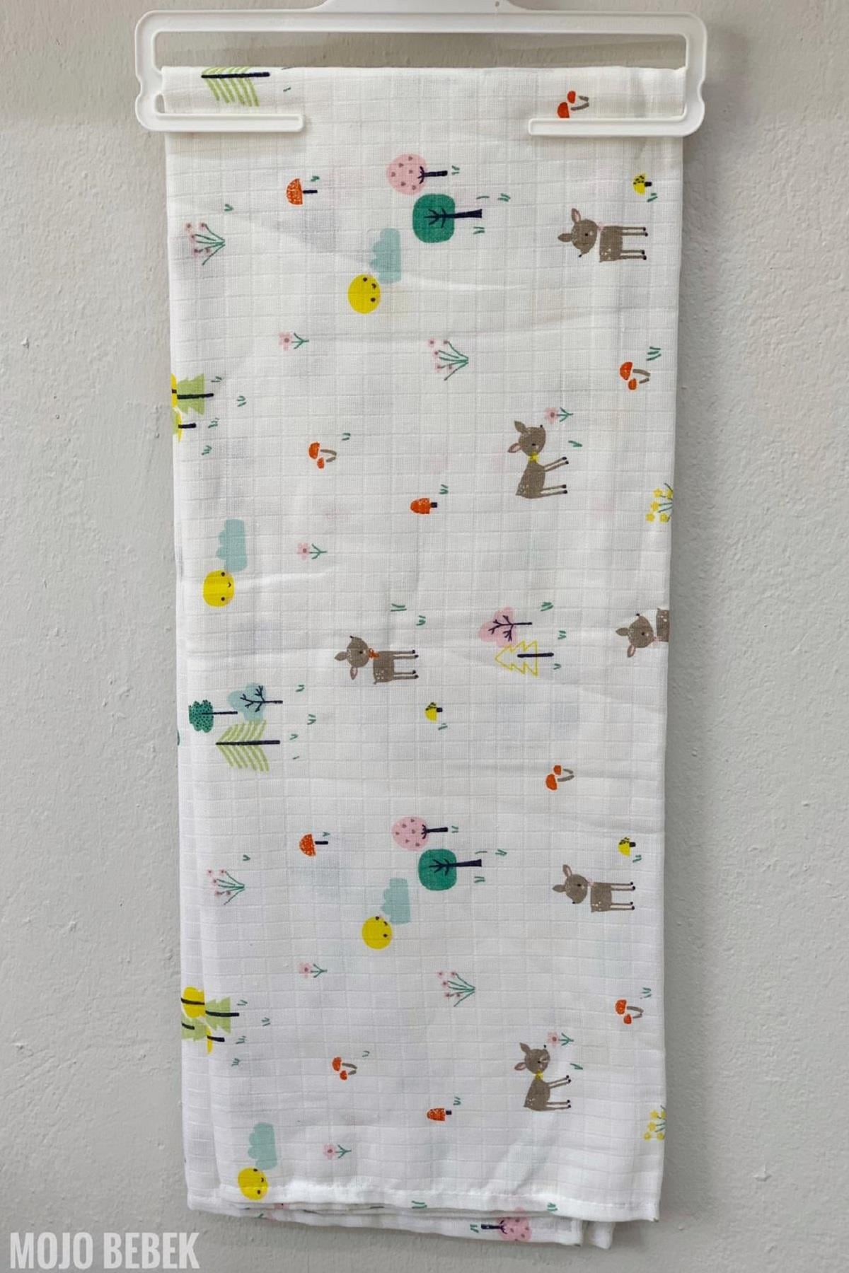 Mojo Bebek Animals Müslin Örtü 4265 Beyaz
