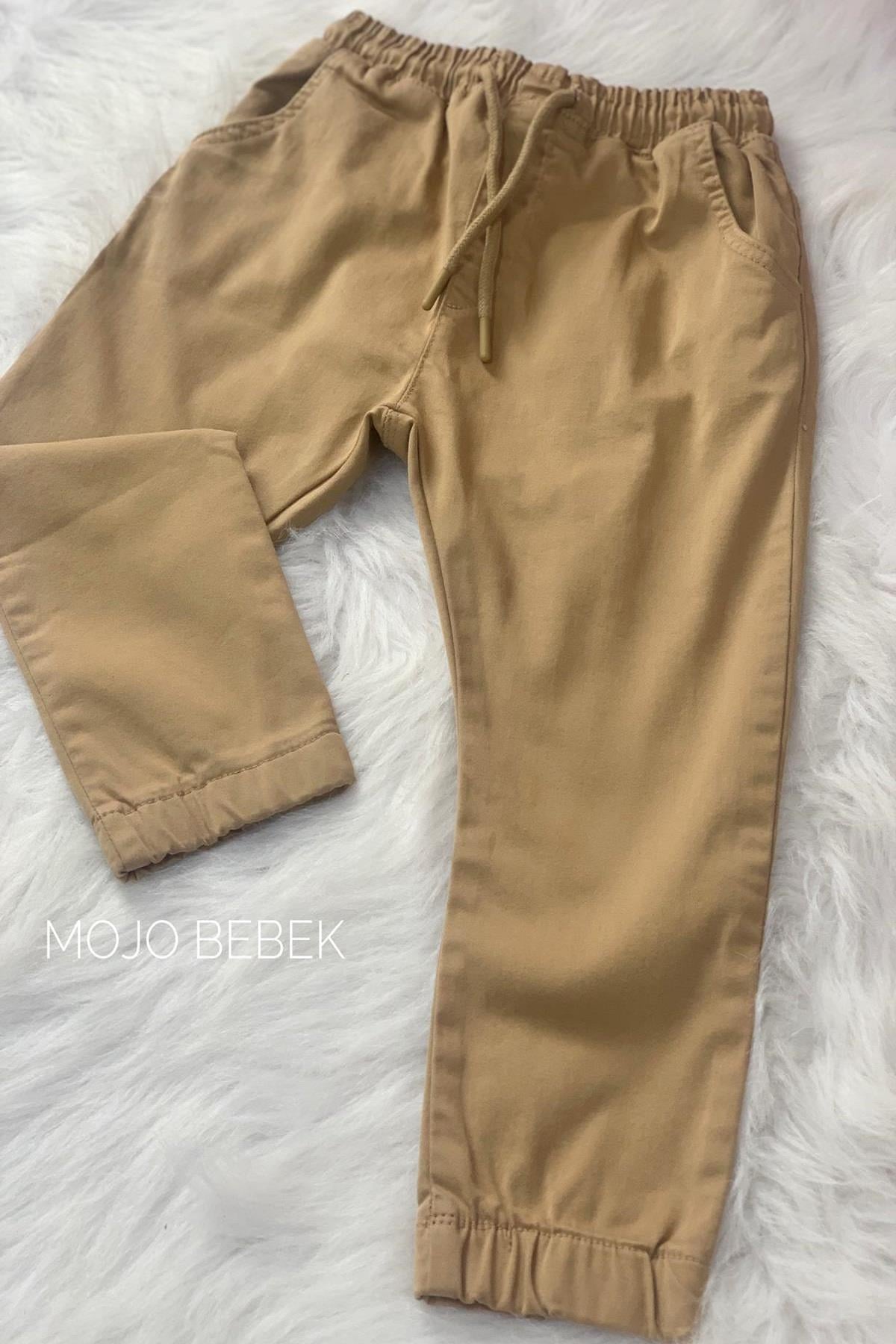 Mojo Bebek Erkek Çocuk Lastikli Bel Kanvas Pantolon 2182 Kahverengi