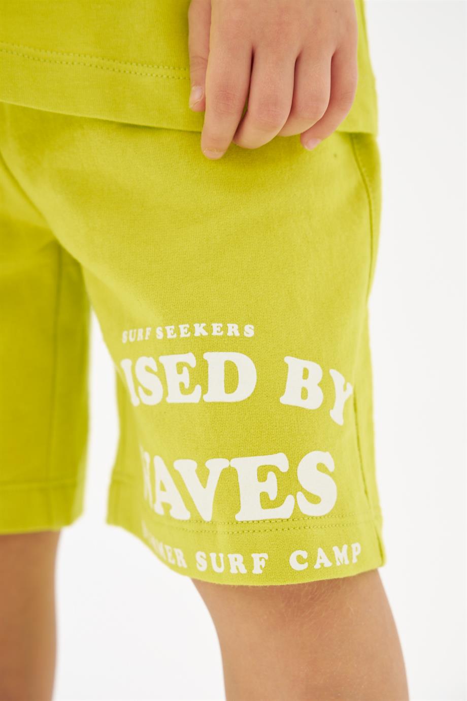 Mojo Bebek Erkek Çocuk Surf Camp %100 Pamuk Penye Şort 219279 Yeşil