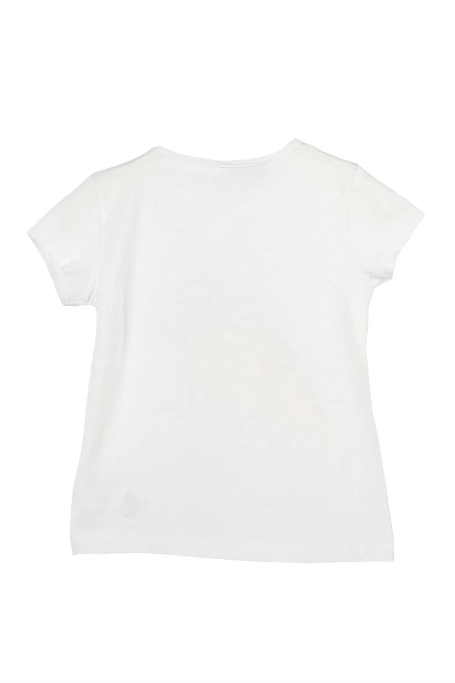 Mojo Bebek Kız Çocuk Pul ve Sim Detaylı  Baskılı T-shirt 219087 Beyaz