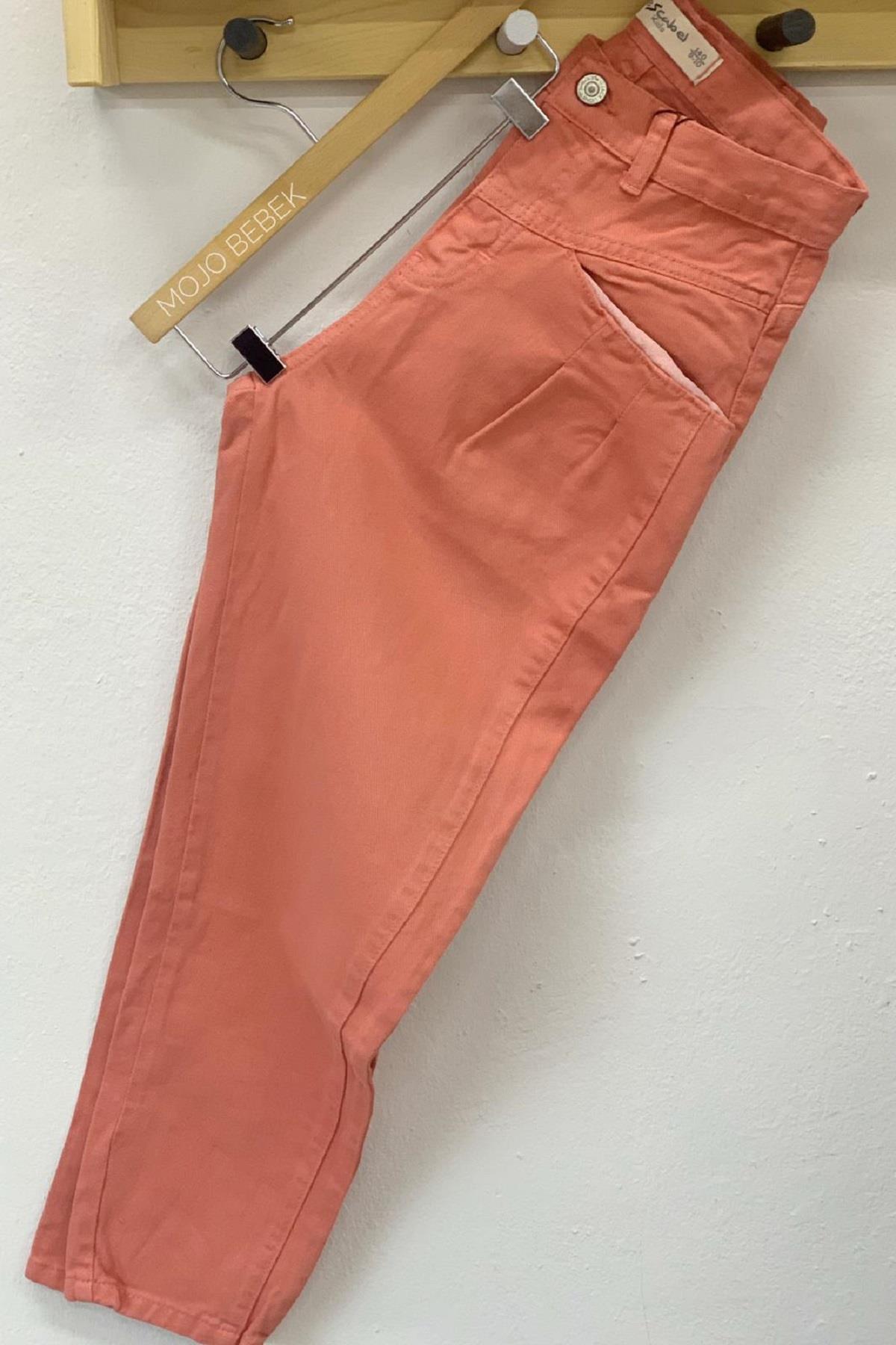 Mojo Bebek Kız Çocuk Yüksek Bel Mom Jean 2184 Kiremit