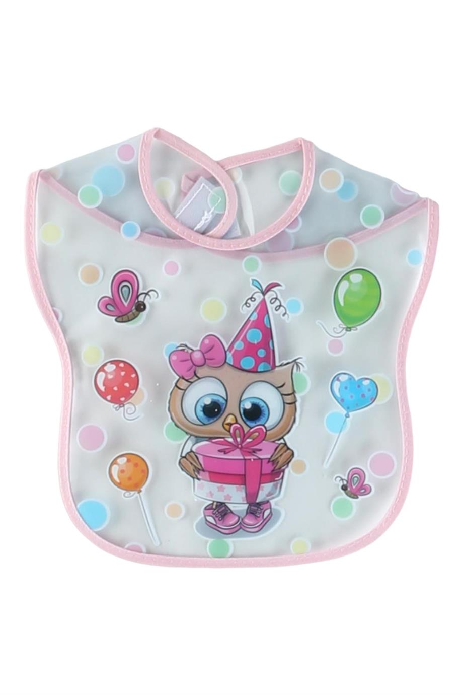 Mojo Bebek Şeffaf Baskılı Mama Önlüğü 8807 Pembe