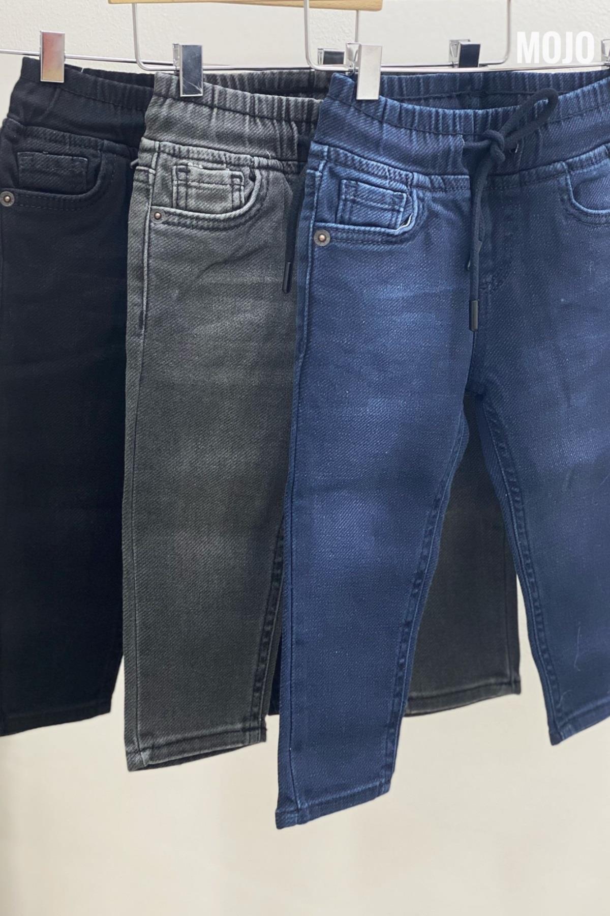 Mojo Erkek Bebek 1-5 Yaş Beli Lastikli Kot Pantolon 5368 Füme