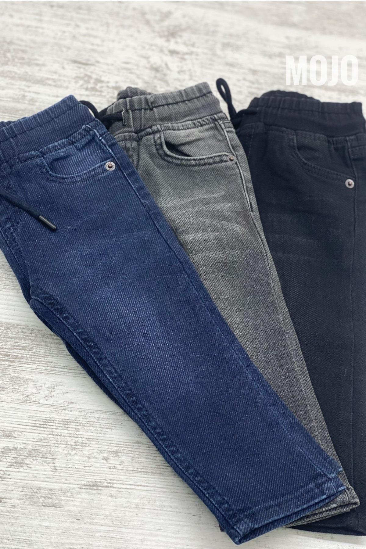 Mojo Erkek Bebek 1-5 Yaş Beli Lastikli Kot Pantolon 5368 Siyah