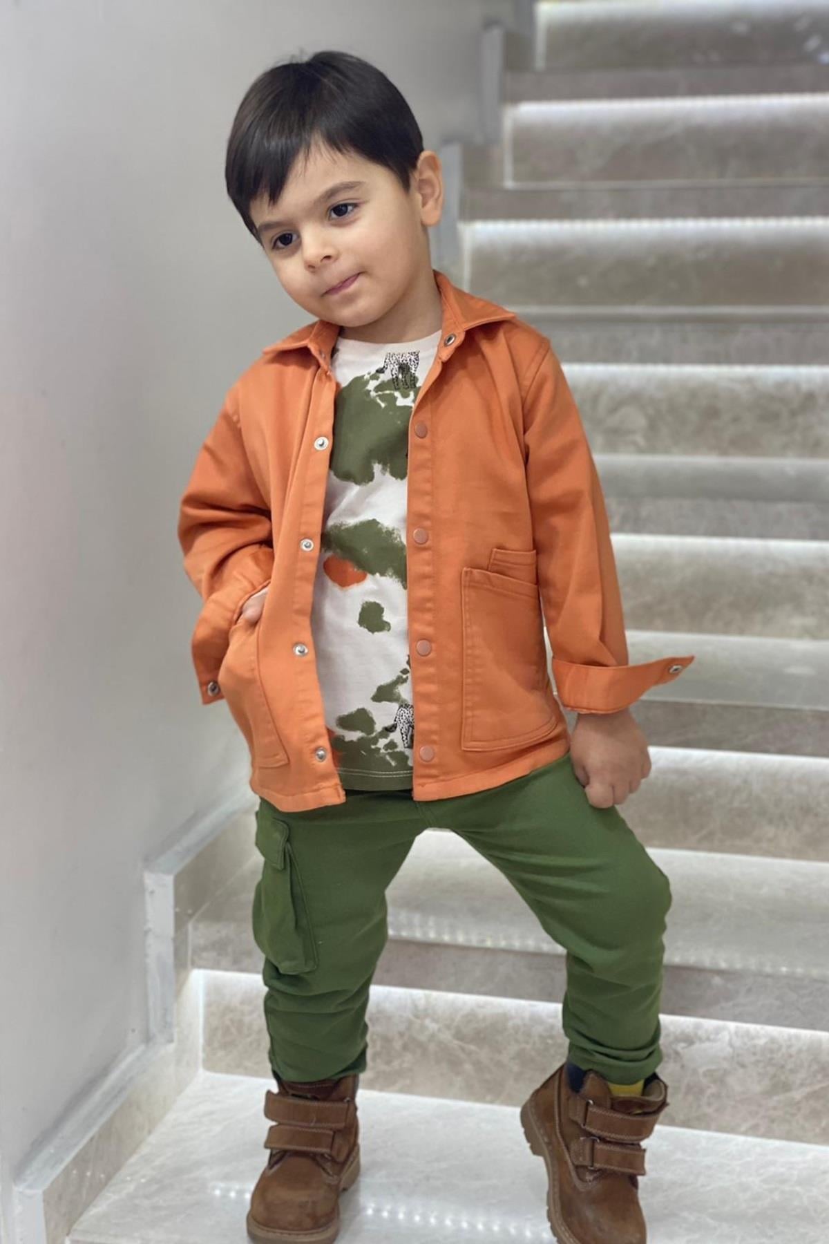 Mojo Erkek Bebek 1-5 Yaş Kargo Cepli Likralı Pantolon Haki