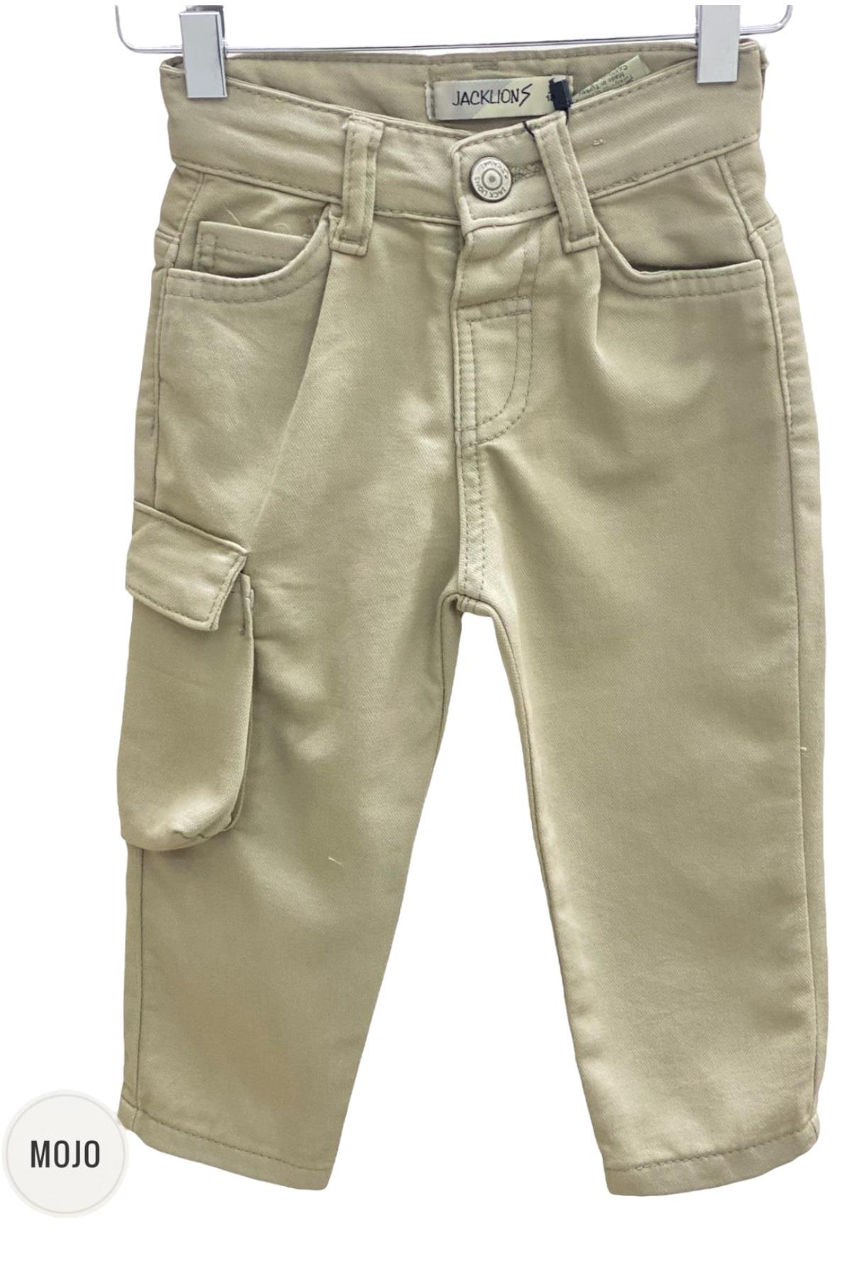 Mojo Erkek Bebek 1-5 Yaş Kargo Cepli Likralı Pantolon Vizon