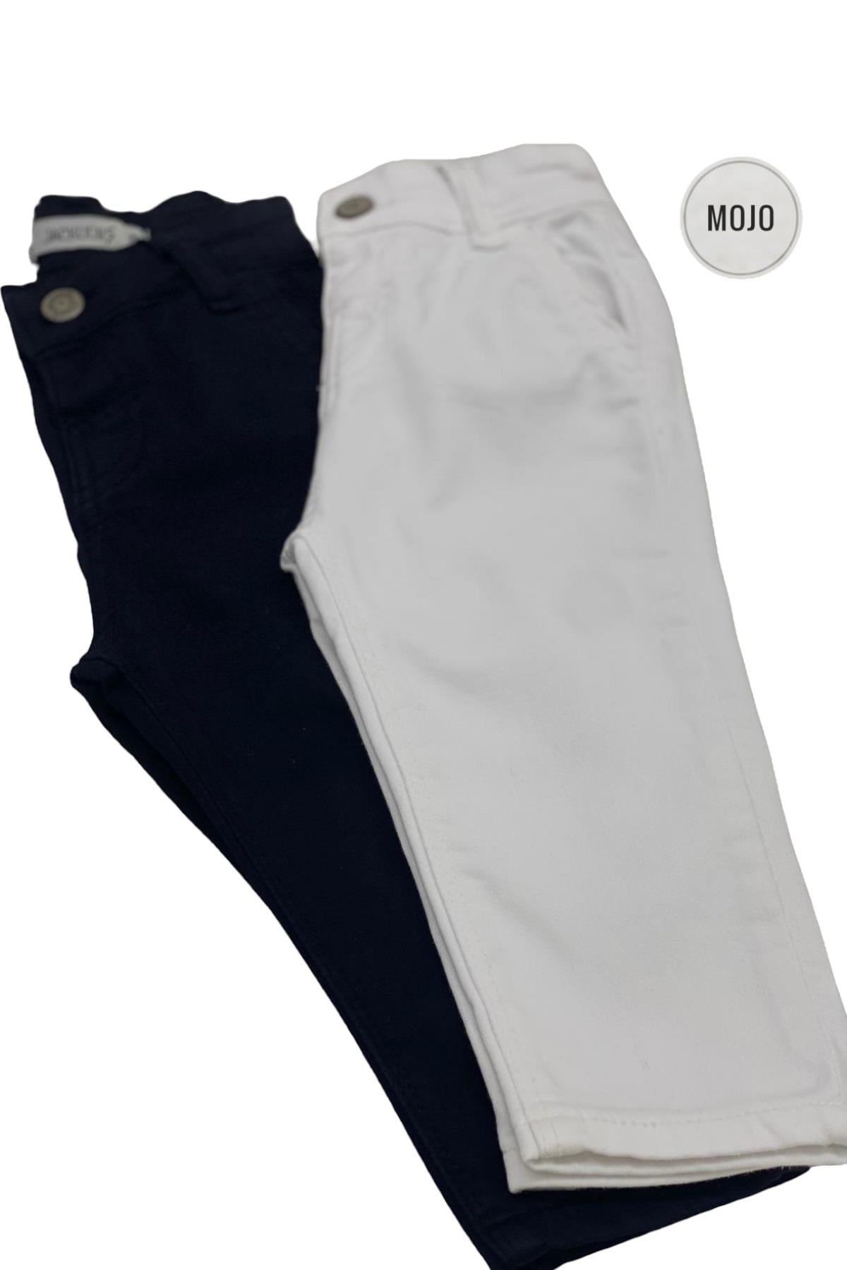 Mojo Erkek Bebek 1-5 Yaş Likralı Yumuşak Kot Pantolon 2303 Beyaz