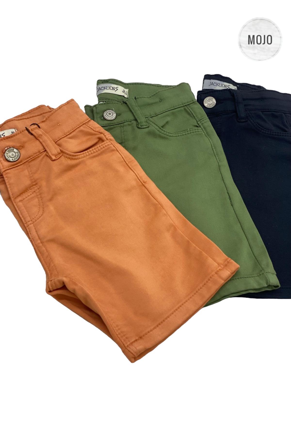 Mojo Erkek Bebek 1-5 Yaş Renkli Yumuşak Denim Şort 2302 Kiremit