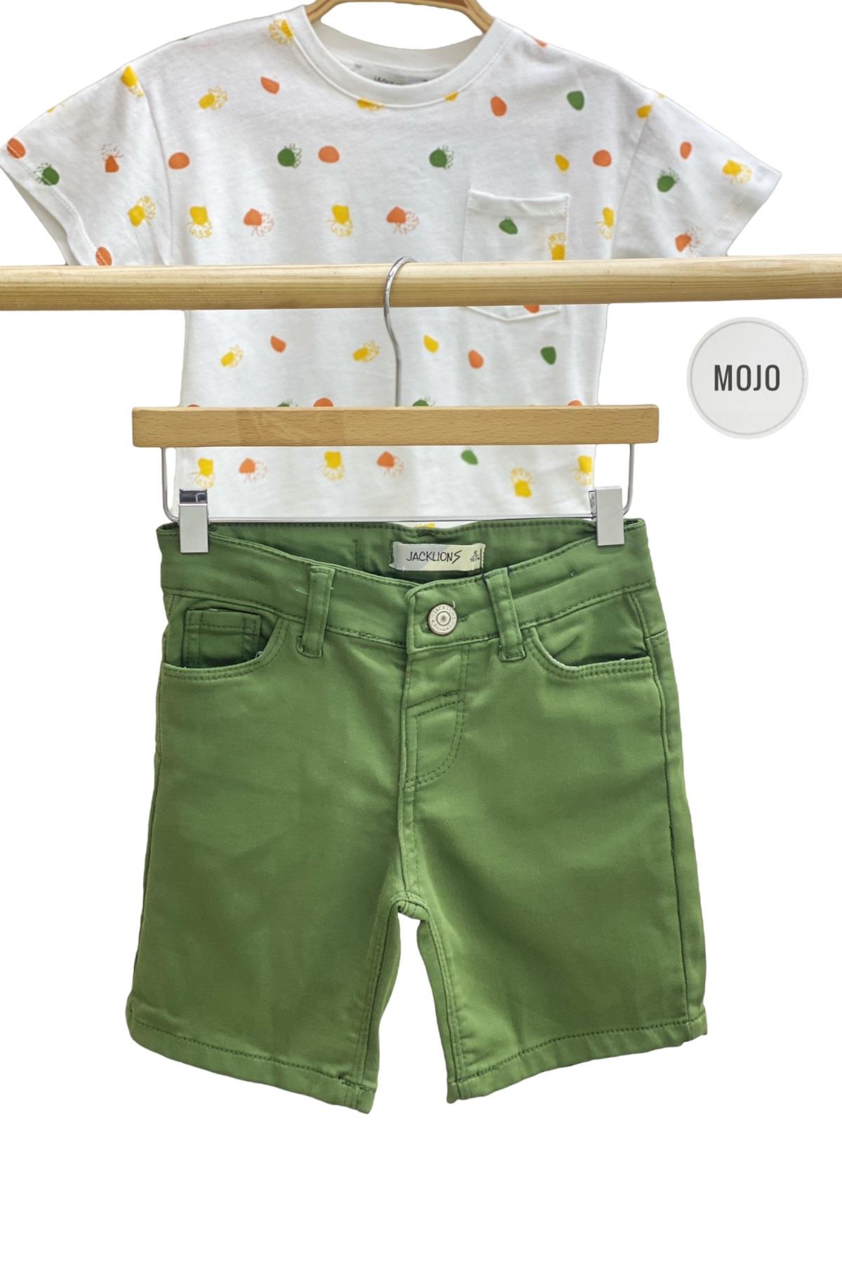 Mojo Erkek Bebek 1-5 Yaş Renkli Yumuşak Denim Şort 2302 Haki