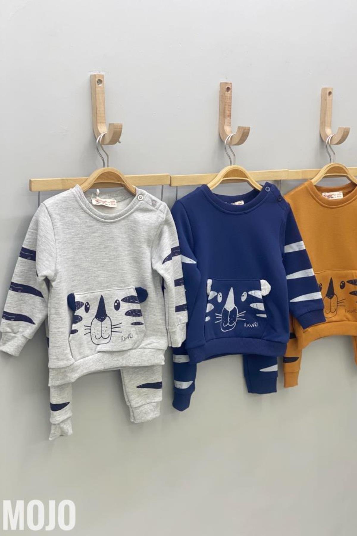 Mojo Erkek Bebek 6-18 Ay İçi Polar Aslanlı Eşofman Takımı 118479