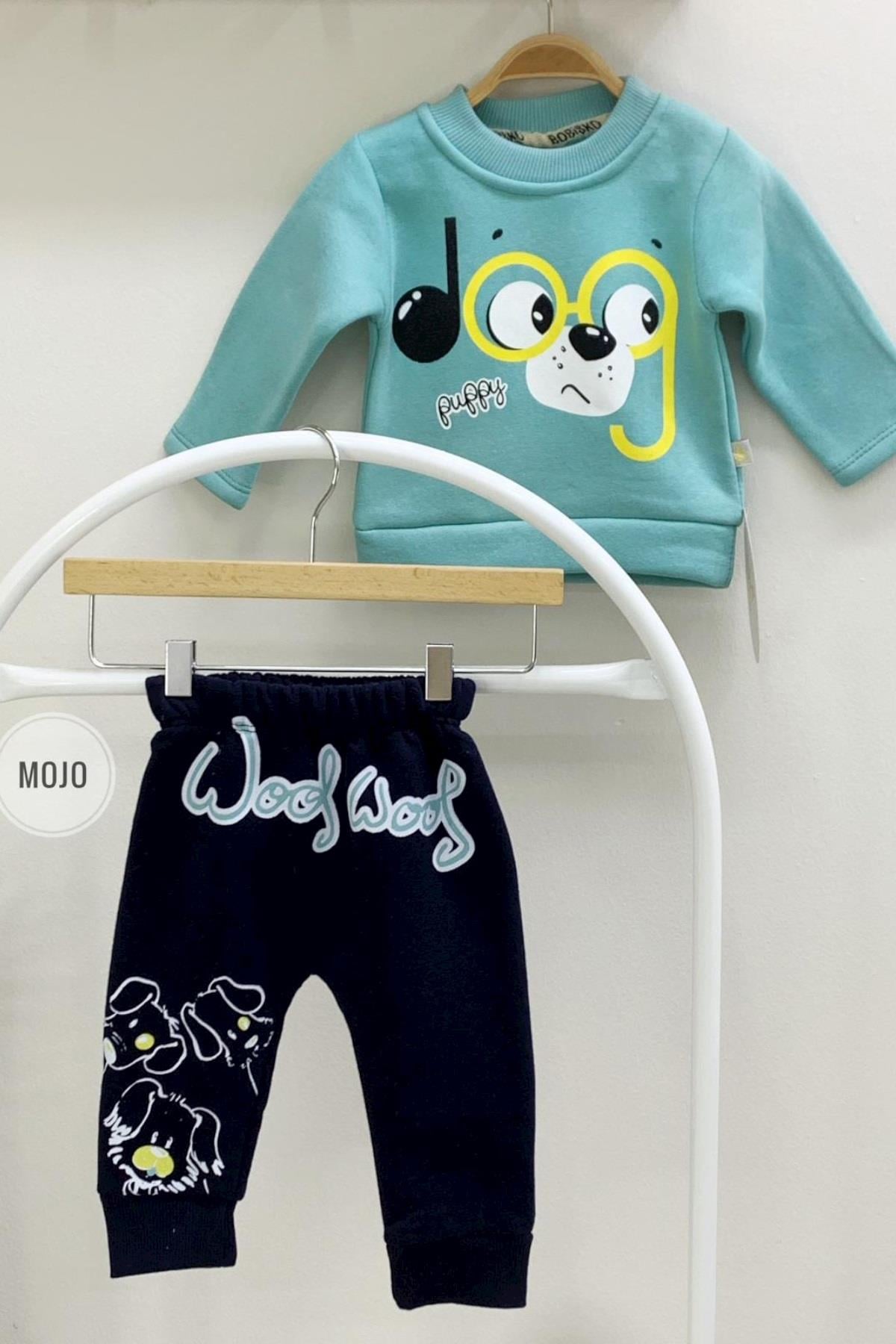 Mojo Erkek Bebek 6-24 Ay Baskılı Polar Eşofman Takımı 622