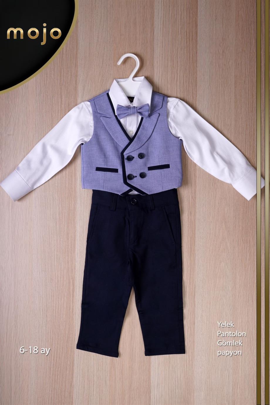 Mojo Erkek Bebek Spor Yelekli Takım 20445 Mavi