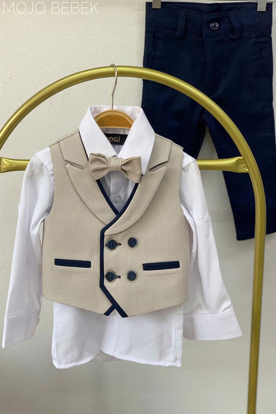 Mojo Erkek Bebek 6-18 Ay Spor Yelekli Takım 20445 Bej