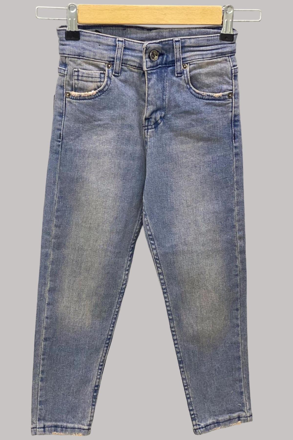 Mojo Erkek Çocuk 1-12 Yaş Taşlamalı Kot Pantolon 486 Kot Mavi