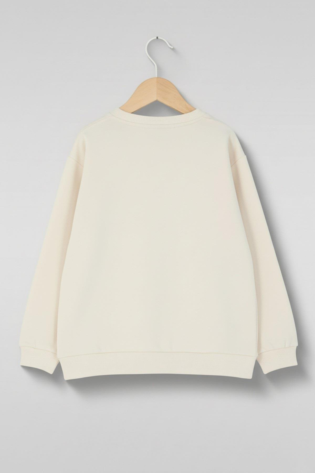 Mojo Erkek Çocuk 1-7 Yaş Bear Desenli Sweatshirt Krem