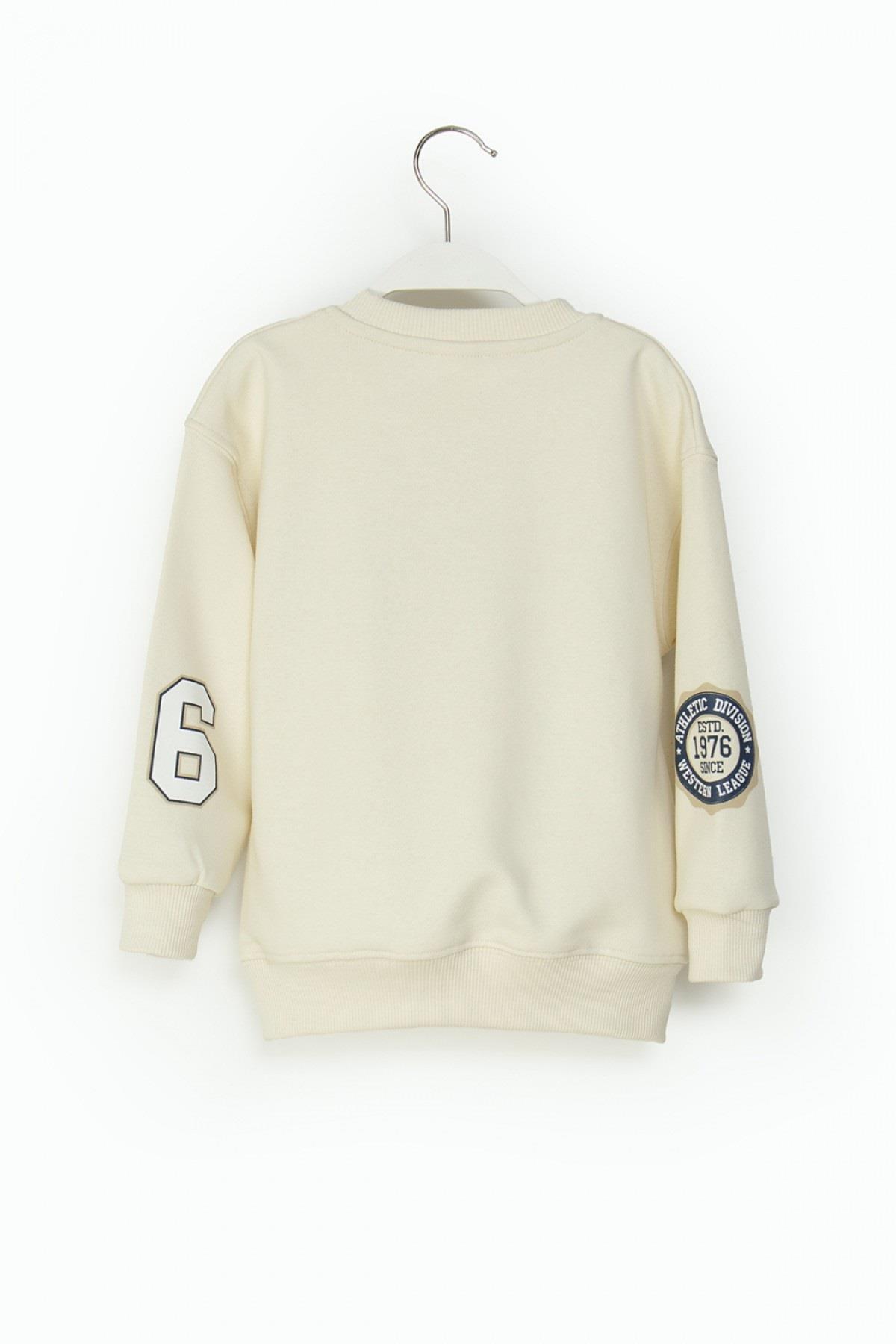 Mojo Erkek Çocuk 4-9 Yaş Basketbol Topu Baskılı Sweatshirt Krem