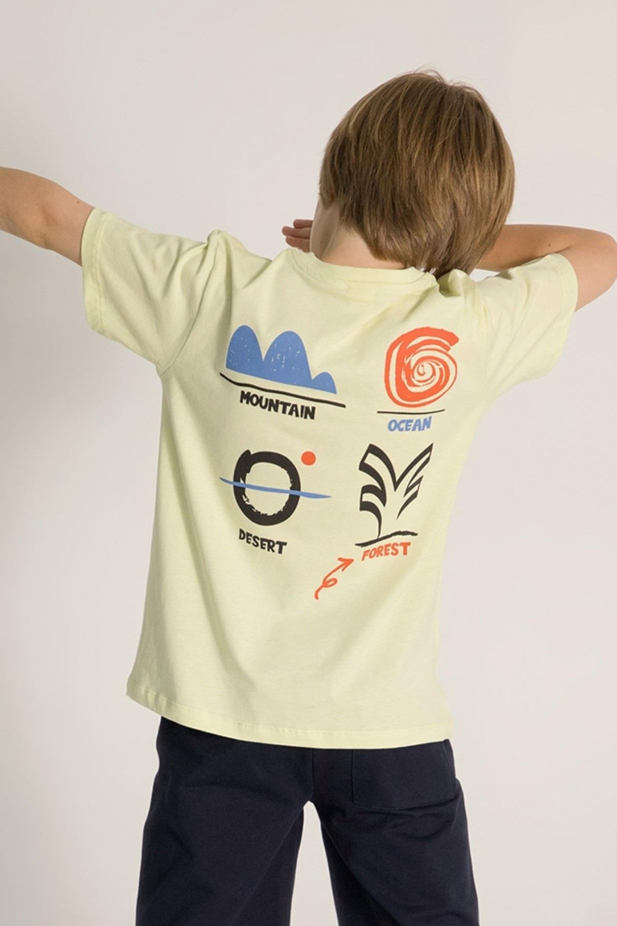 Mojo Erkek Çocuk 4-9 Yaş Sırt Baskılı Kısa Kol T-shirt 7540 Yeşil