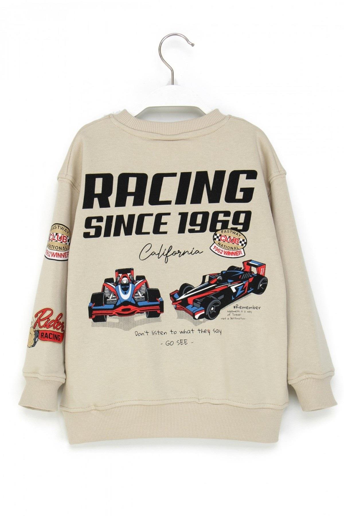 Mojo Erkek Çocuk 4-9 Yaş Sırt Desenli Sweatshirt Bej