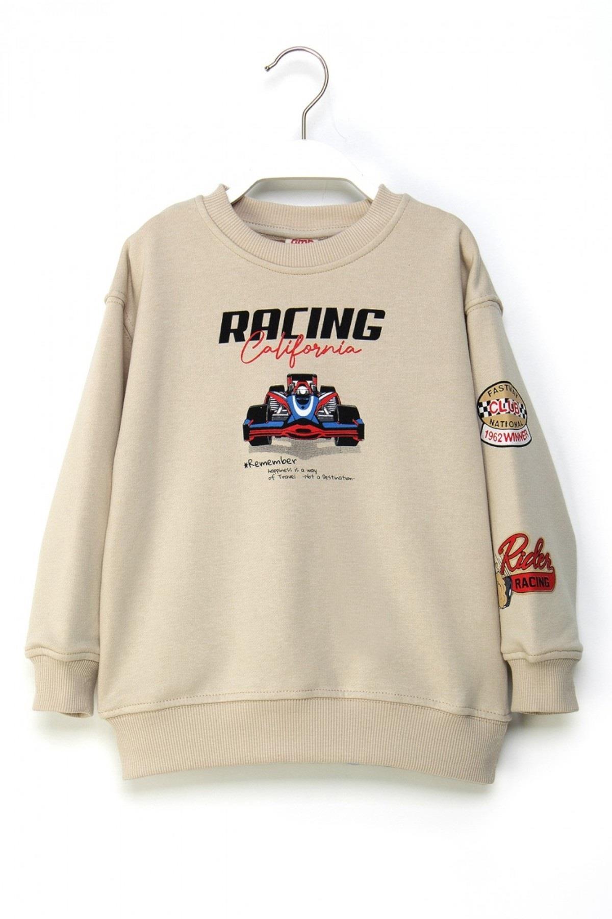 Mojo Erkek Çocuk 4-9 Yaş Sırt Desenli Sweatshirt Bej