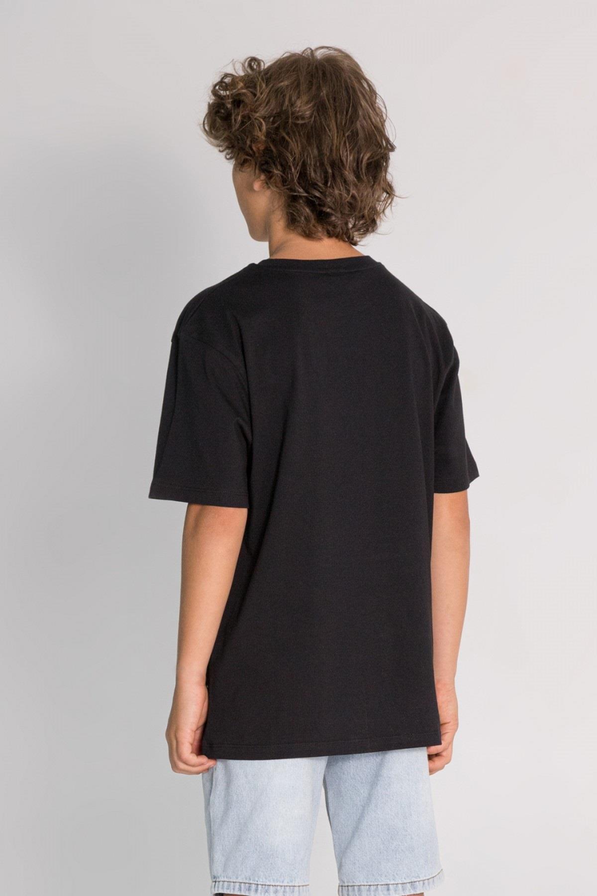 Mojo Erkek Çocuk 9-14 Yaş Arkası Baskılı Kısa Kol T-shirt 7645 Siyah
