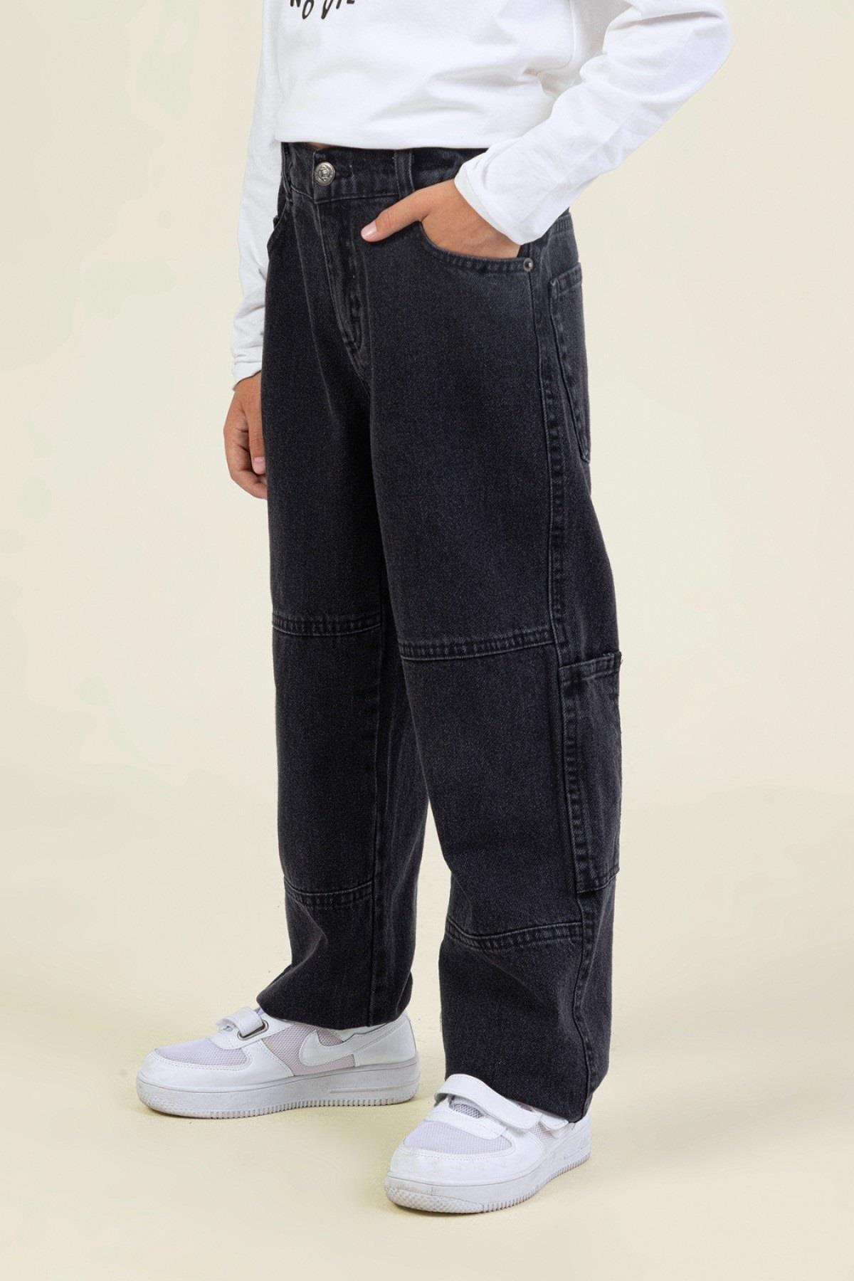 Mojo Erkek Çocuk 9-14 Yaş Bol Kesim Denim Pantolon Siyah