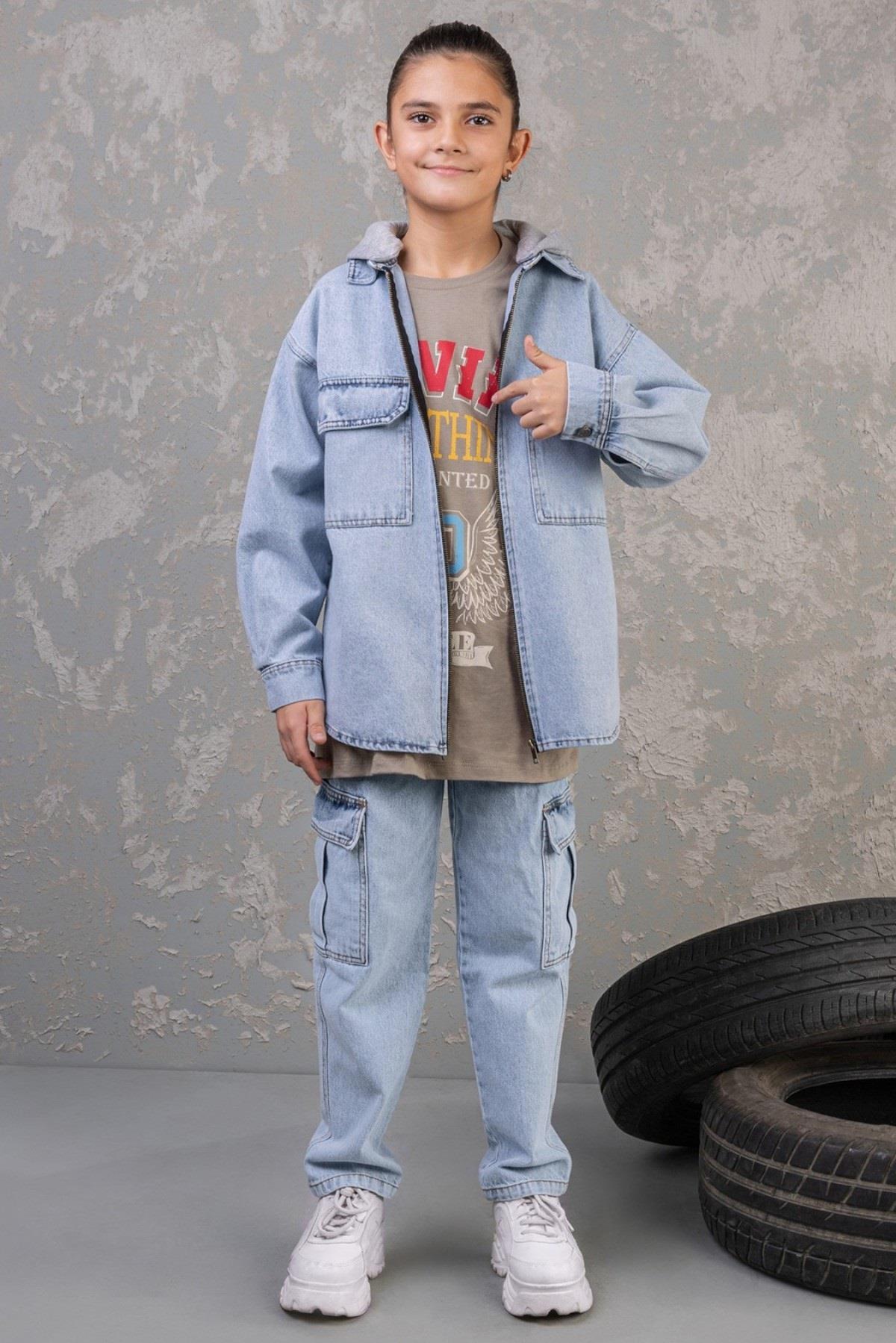 Mojo Erkek Çocuk 9-14 Yaş Kargo Cep Regular Fit Jean Kot Mavi