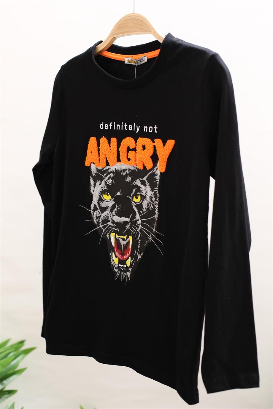 Mojo Erkek Çocuk Angry Baskılı Uzun Kol T-shirt 323117 Siyah