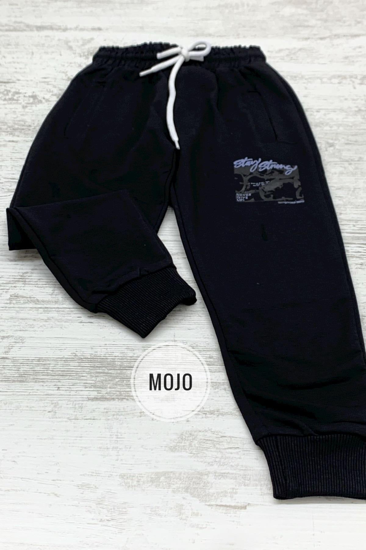 Mojo Erkek Çocuk Baskılı Lastikli Paça Eşofman Altı 2140 Siyah