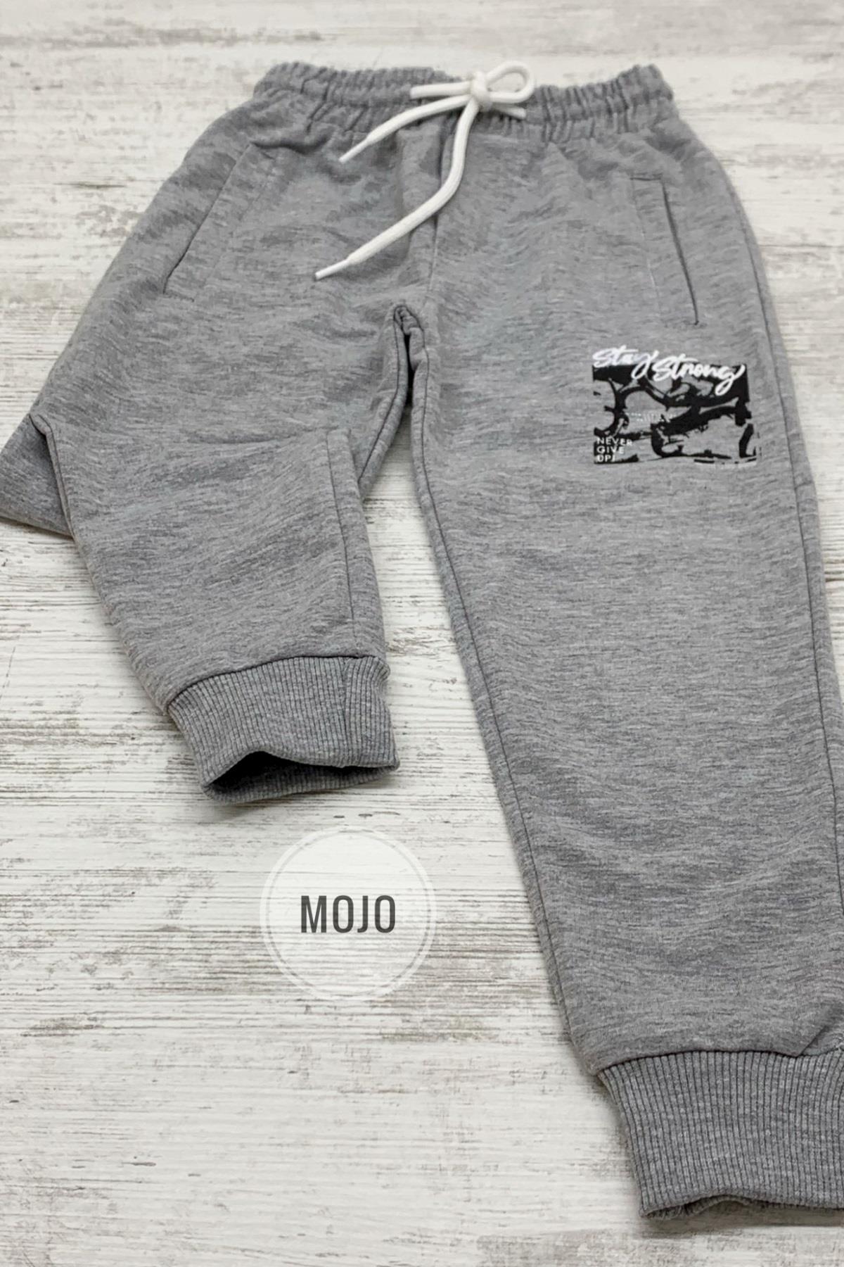 Mojo Erkek Çocuk Baskılı Lastikli Paça Eşofman Altı 2140 Gri