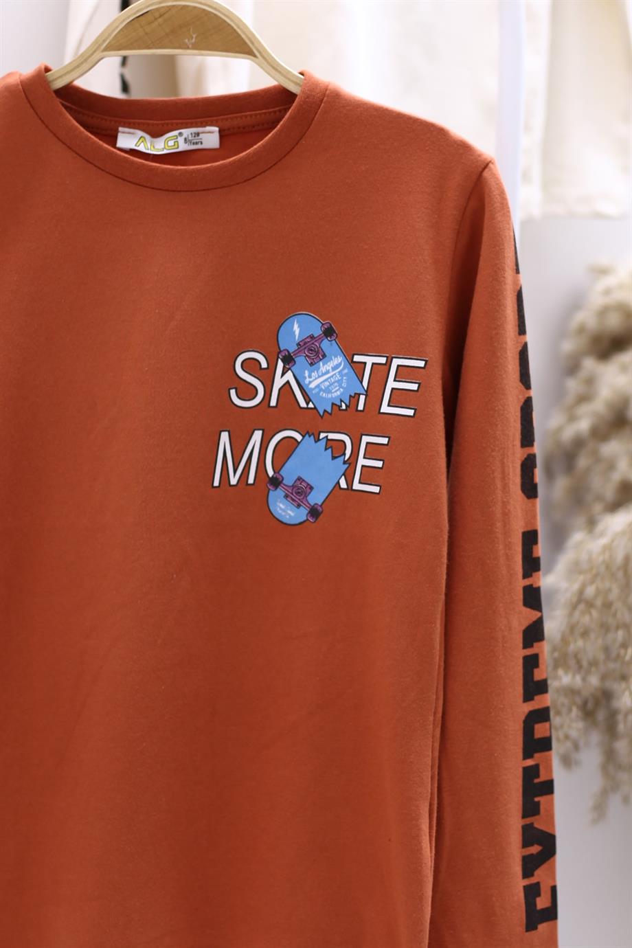 Mojo Erkek Çocuk Baskılı Uzun Kol T-shirt 323413 Kiremit