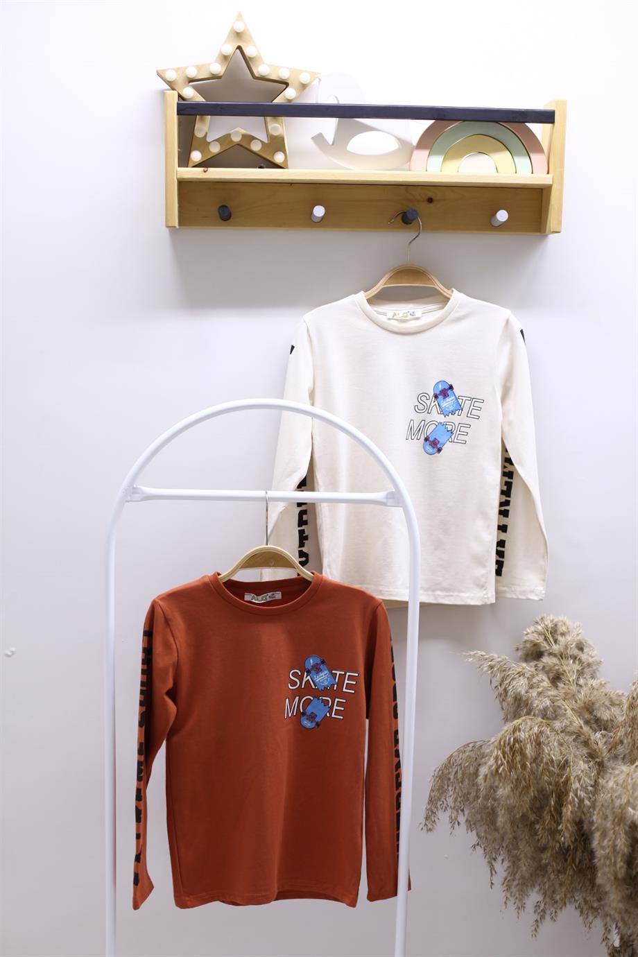 Mojo Erkek Çocuk Baskılı Uzun Kol T-shirt 323413 Kiremit
