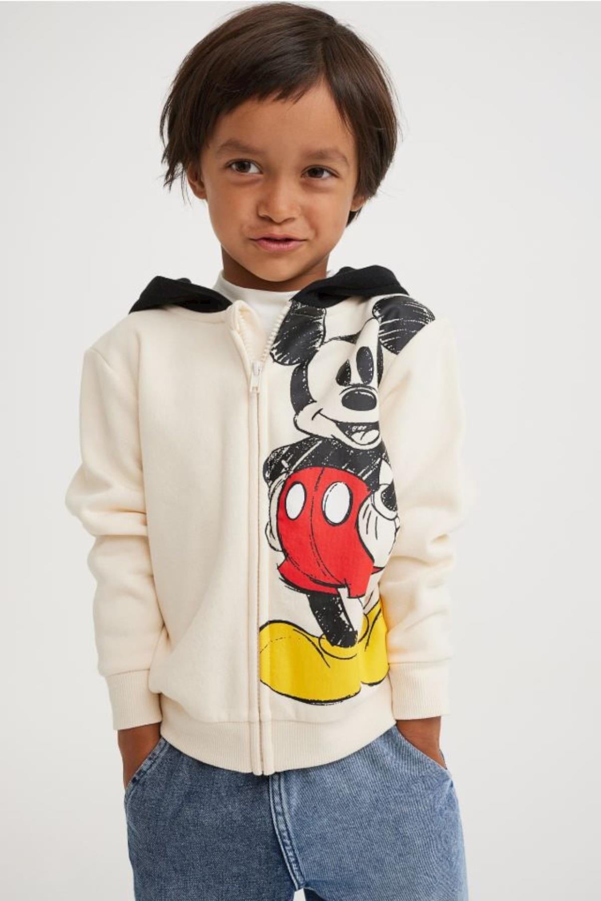 Mojo Erkek Çocuk Mickey Baskılı Kapşonlu Hırka 1502 Krem
