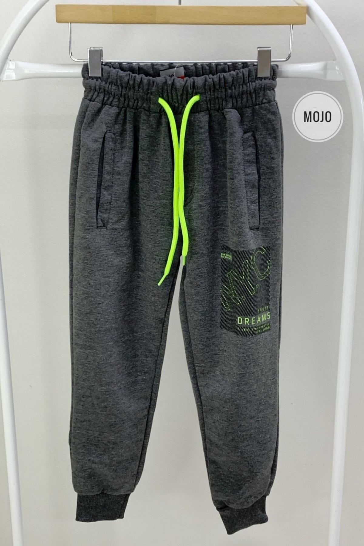 Mojo Erkek Çocuk Nyc Baskılı Lastikli Paça Eşofman Altı 2093 Füme