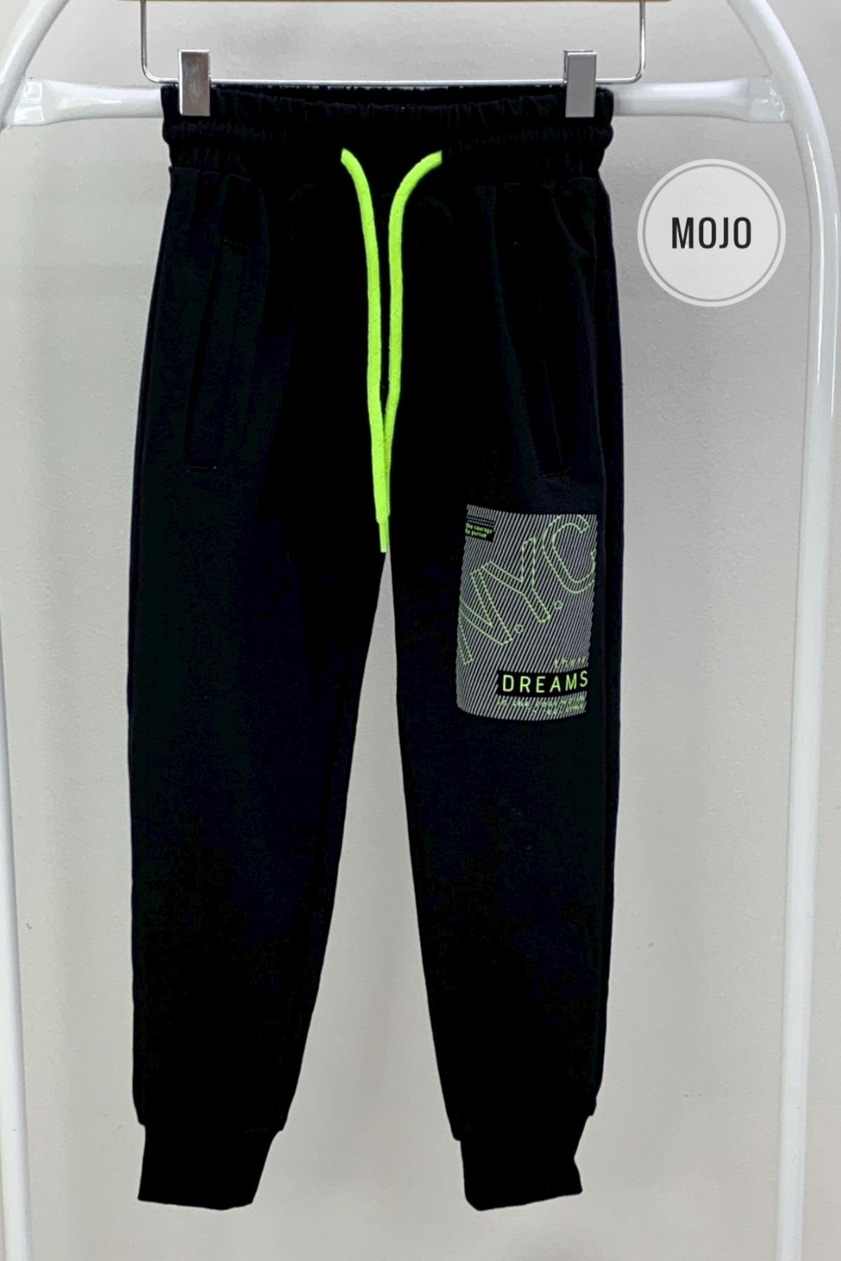 Mojo Erkek Çocuk Nyc Baskılı Lastikli Paça Eşofman Altı 2093 Siyah