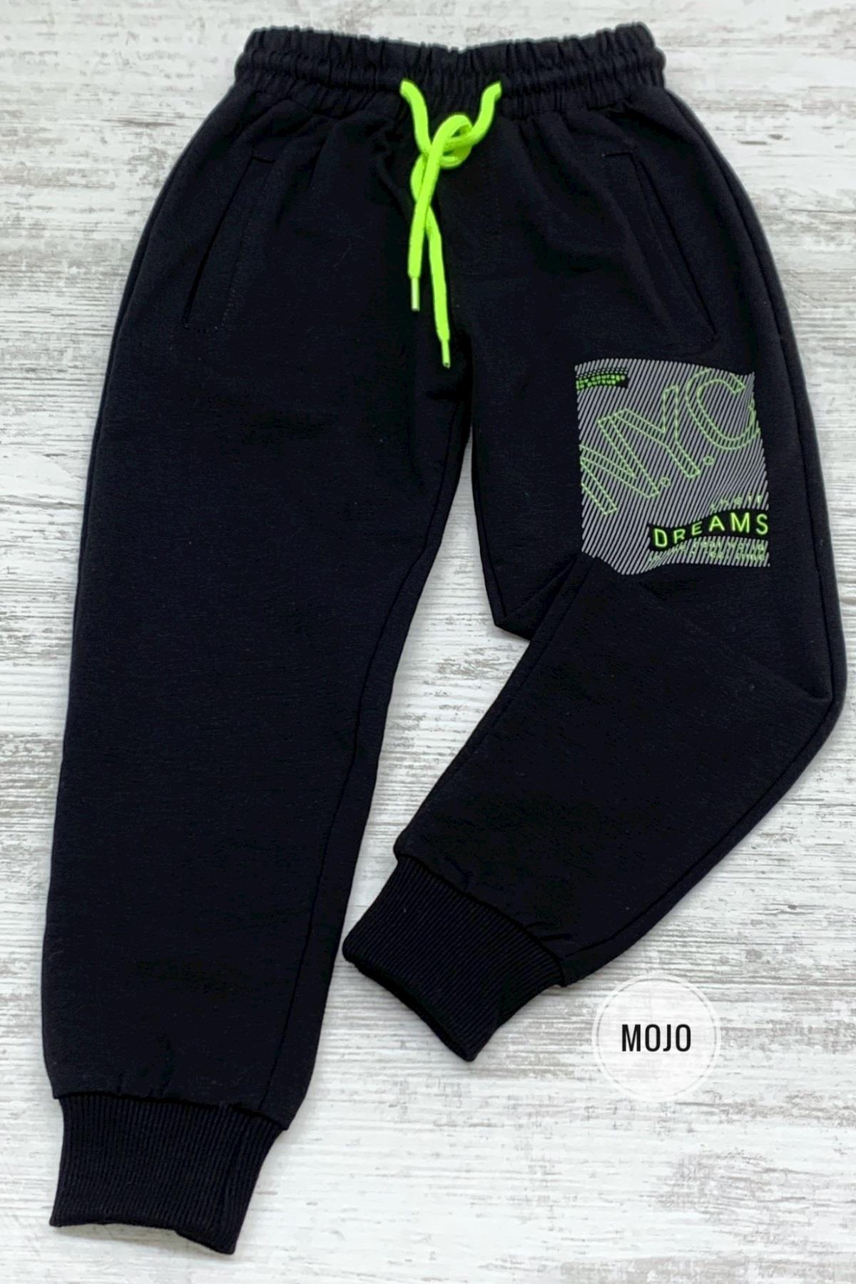 Mojo Erkek Çocuk Nyc Baskılı Lastikli Paça Eşofman Altı 2093 Siyah