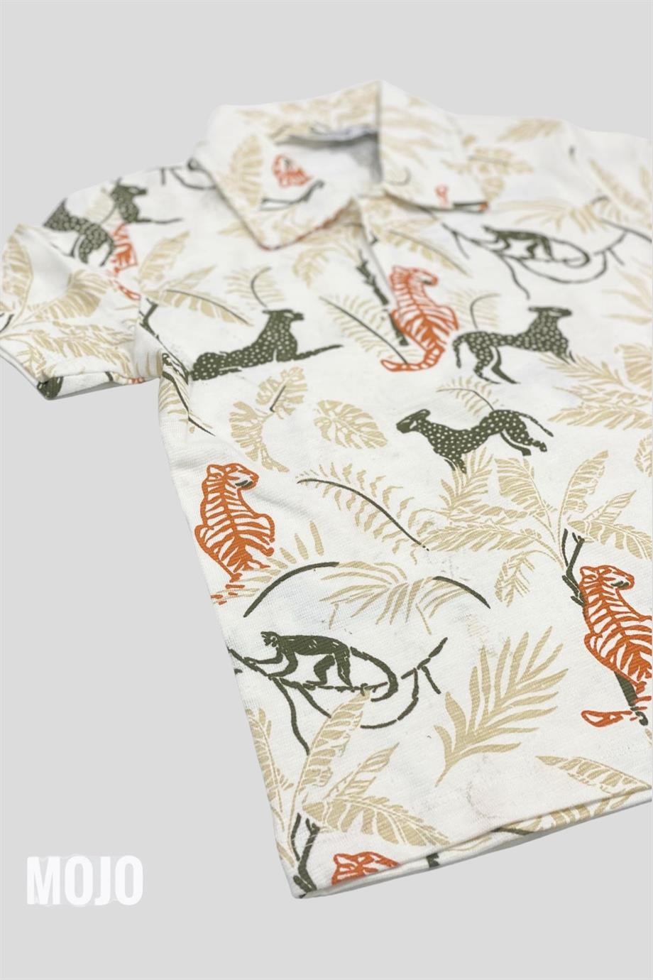 Mojo Erkek Çocuk 1-14 Yaş Polo Yaka Baskılı T-shirt 163839 Krem