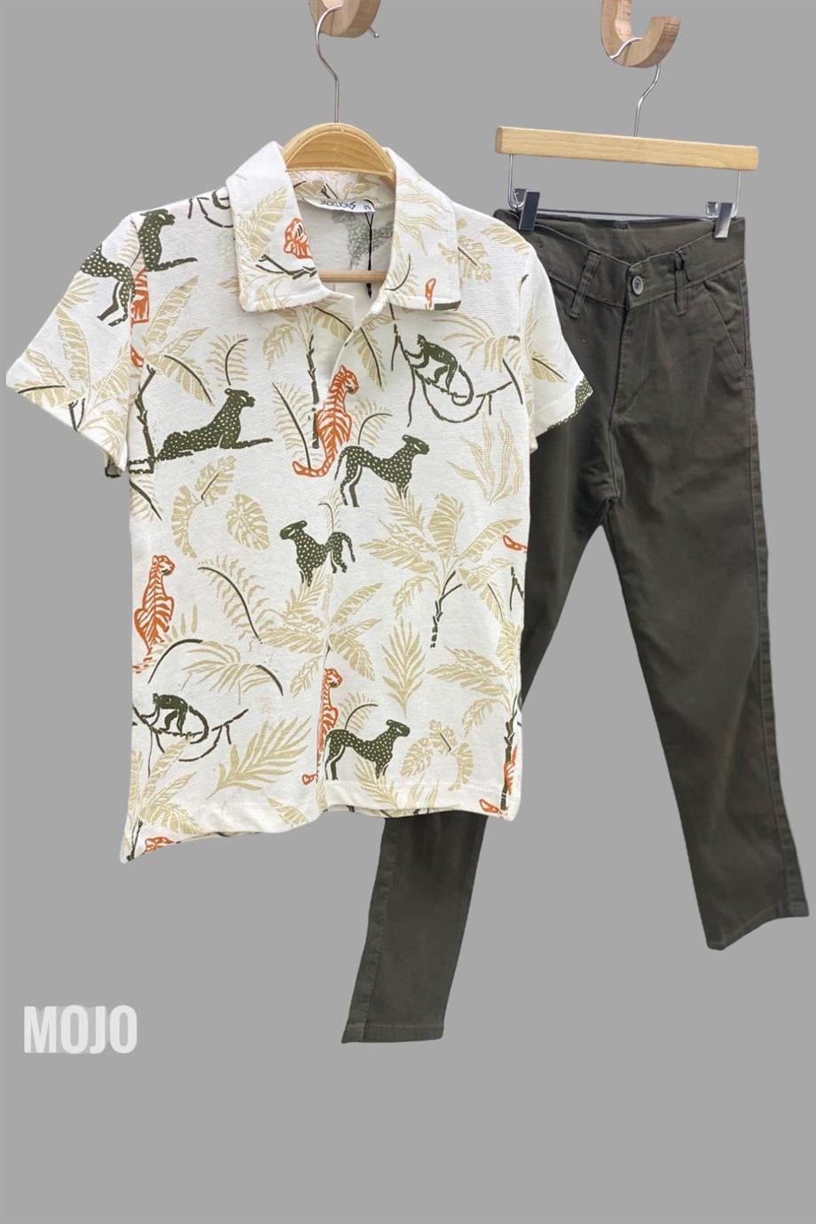 Mojo Erkek Çocuk 1-14 Yaş Polo Yaka Baskılı T-shirt 163839 Krem