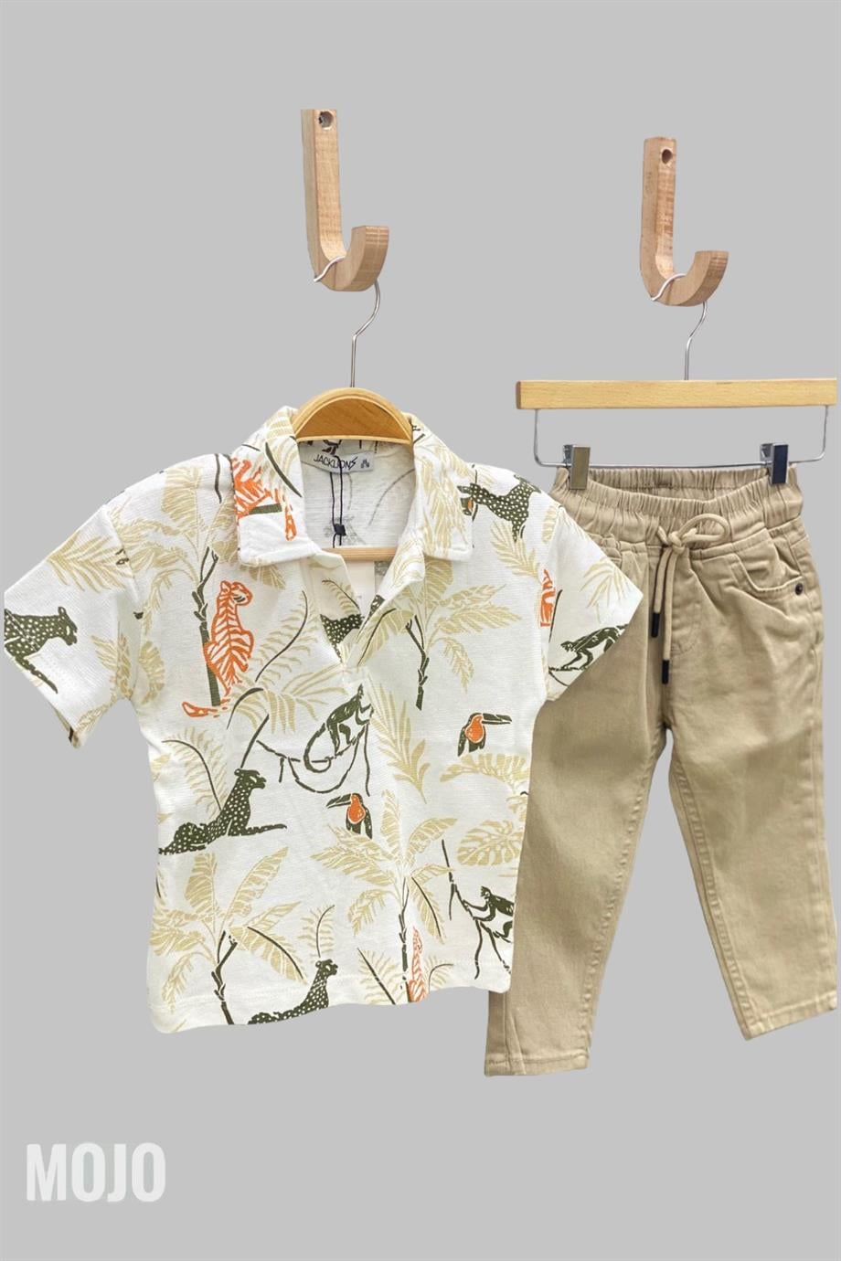 Mojo Erkek Çocuk 1-14 Yaş Polo Yaka Baskılı T-shirt 163839 Krem