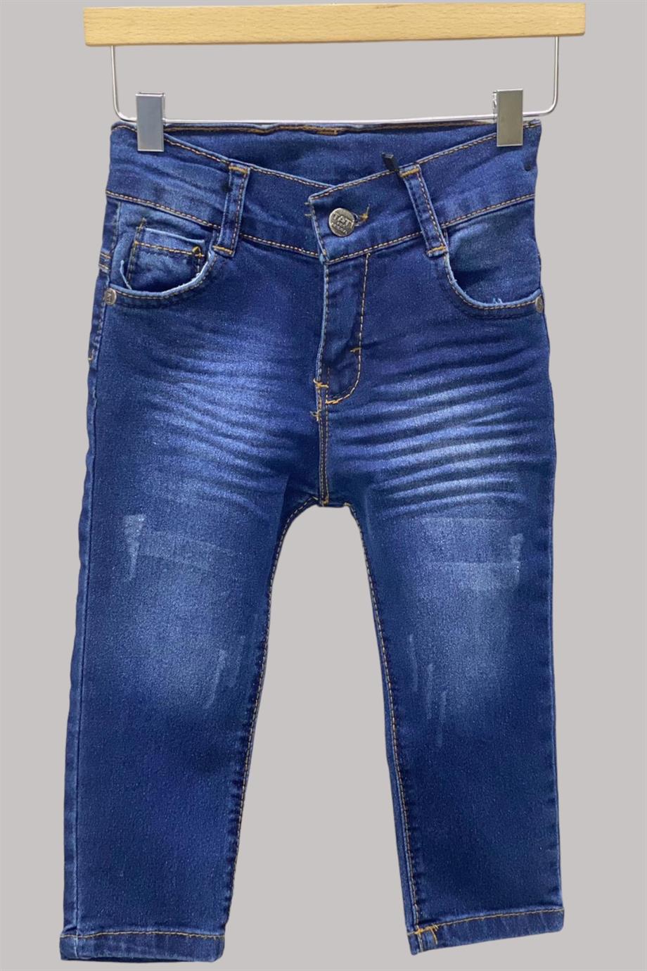 Mojo Erkek Çocuk 1-13 Yaş Slim Ft Taşlamalı Kot Pantolon Kot Mavi