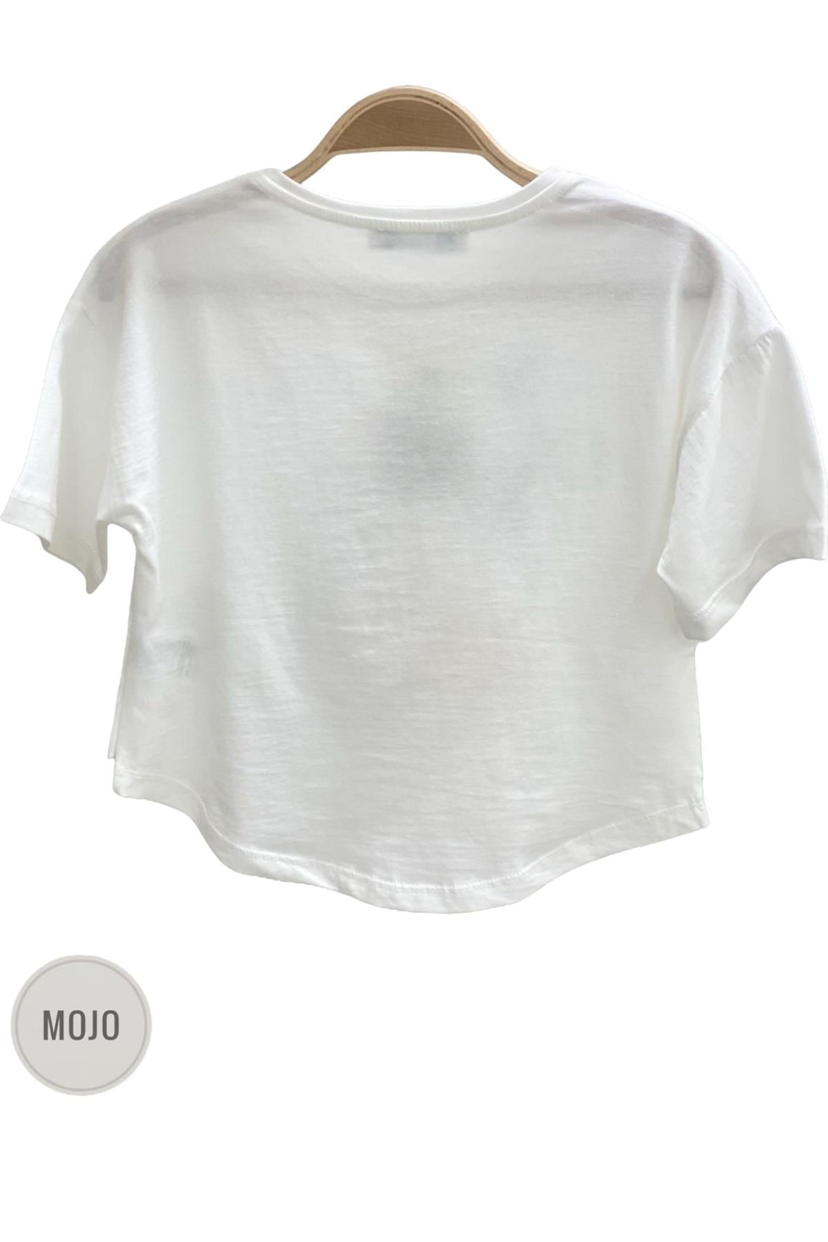 Mojo Kız Bebek 1-4 Yaş Çiçek Baskılı Kısa Kol T-shirt 35327 Ekru